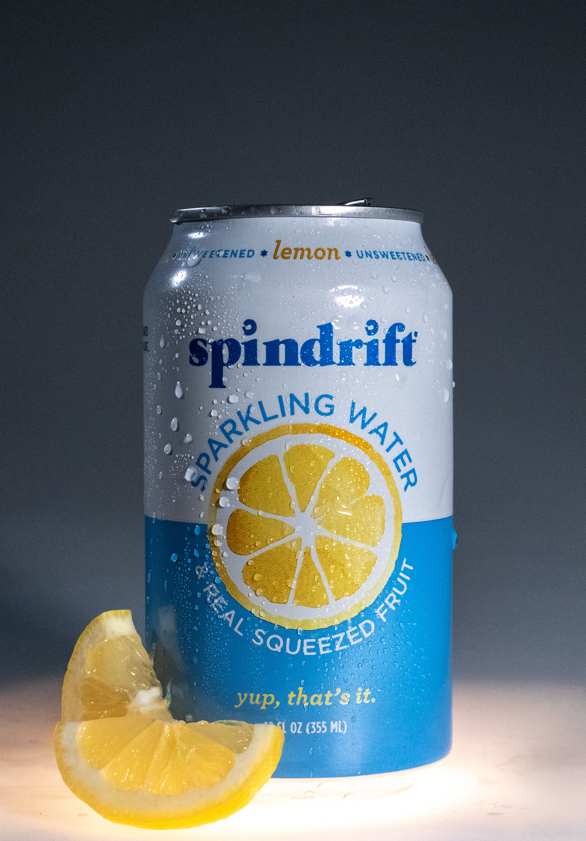 For the Spindrift image, I used three- point lighting along with a light under the can to add depth.
