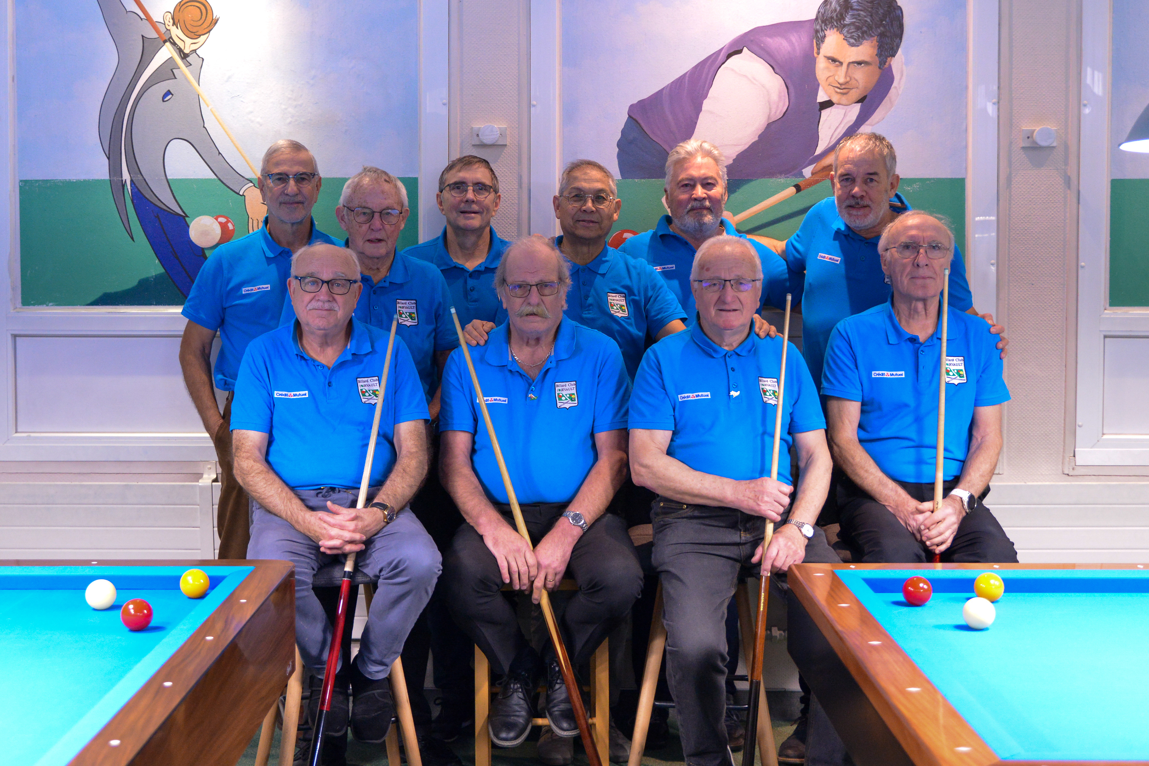 EQUIPE VETERAN 2026 ,de haut en bas et de gauche à droite : Marcel, Henry, Bernard, Gilles M, Didier, Jean-Luc, Jean-Paul, Gilles B, Yannick, Yves