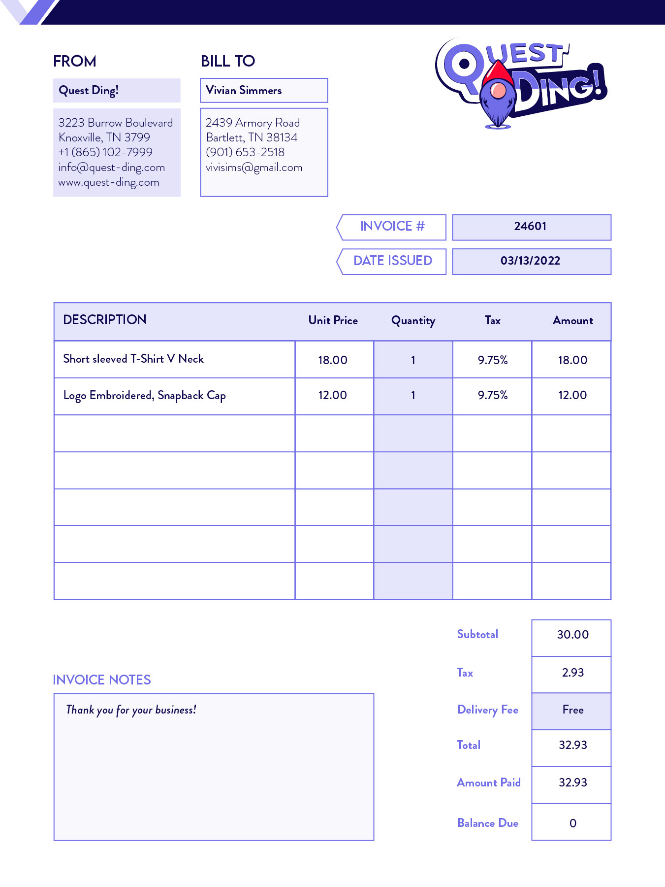 Invoice Design.