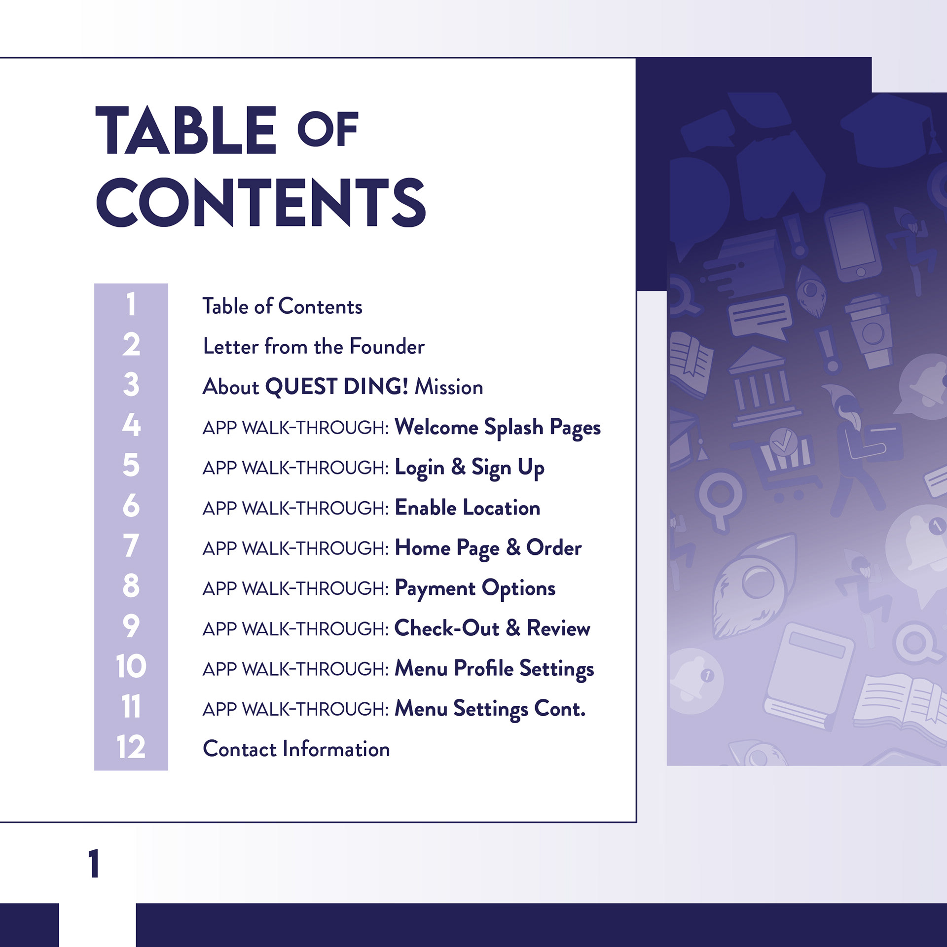 Table of Contents, Page 1