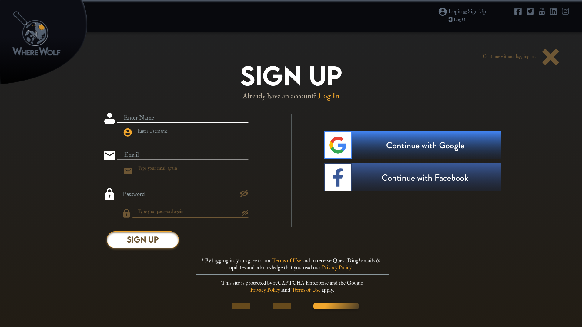 SIGN UP PAGE