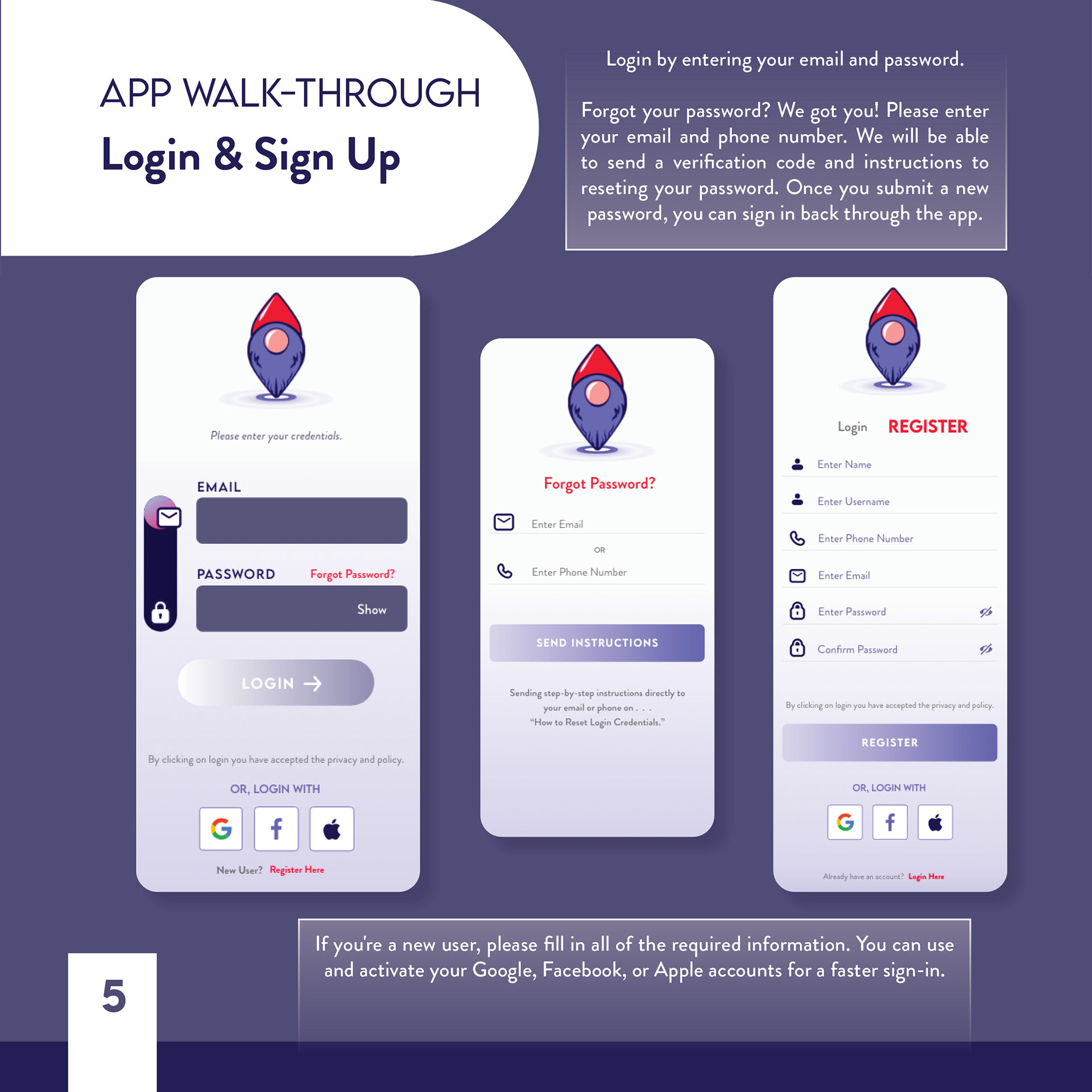 App Walk-thru: Login & Sign Up, Page 5