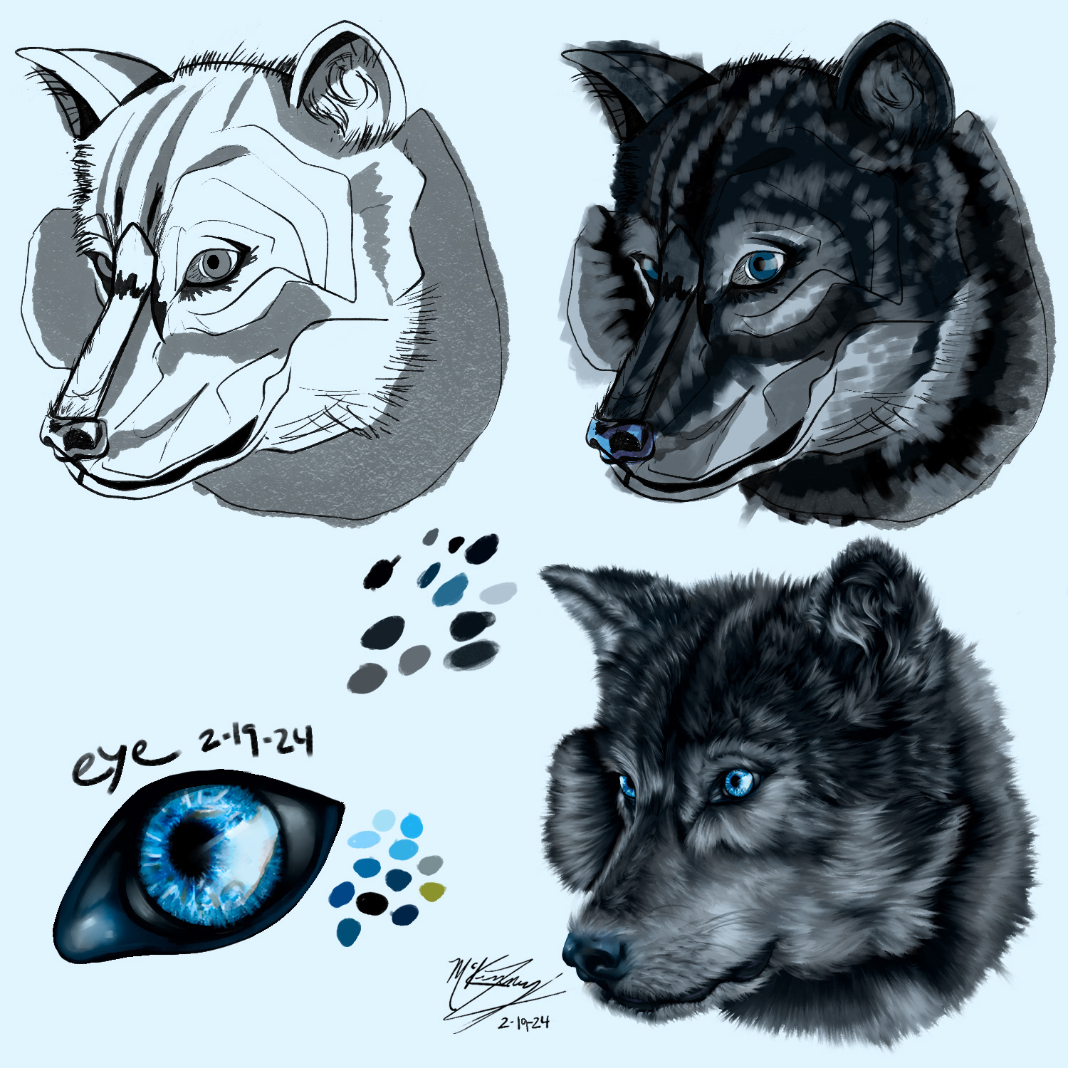 Work in progress wolf head - 2/19/2024