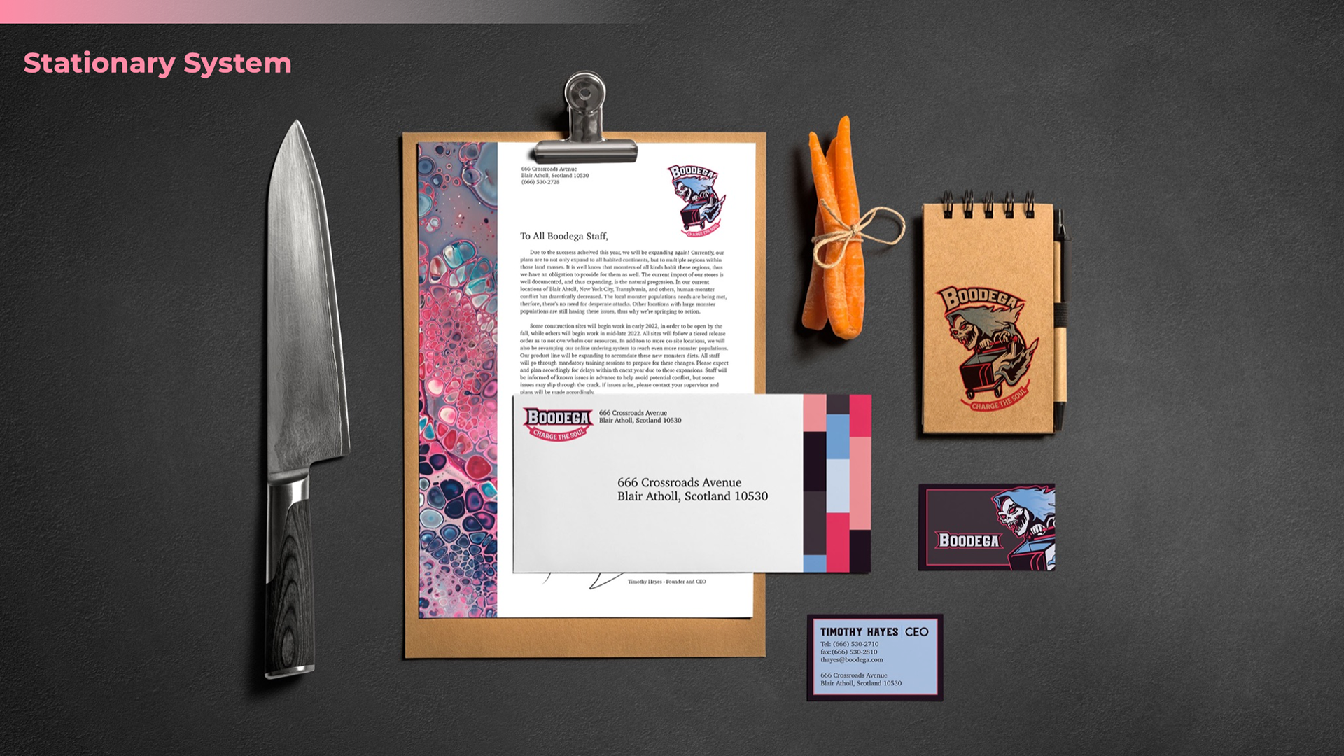 Amy Nichols. Mockup Stationary System. November 2021.