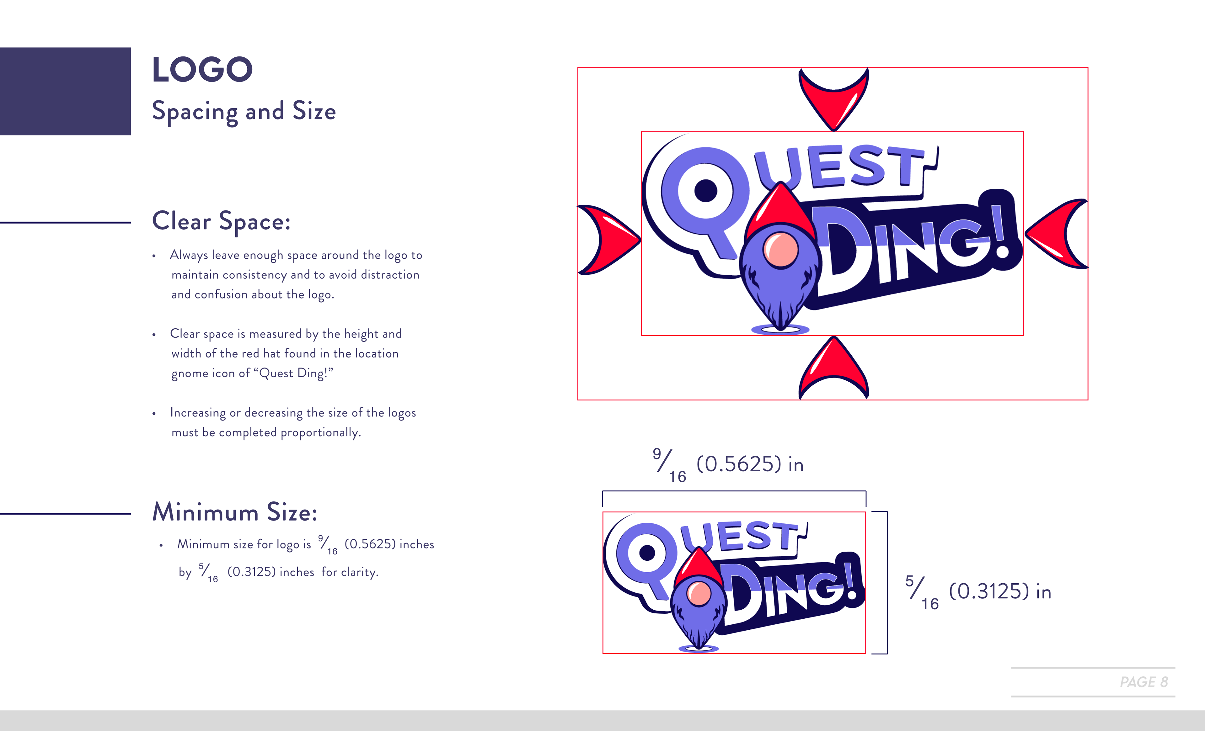 Page 8. Logo: Spacing and Size.