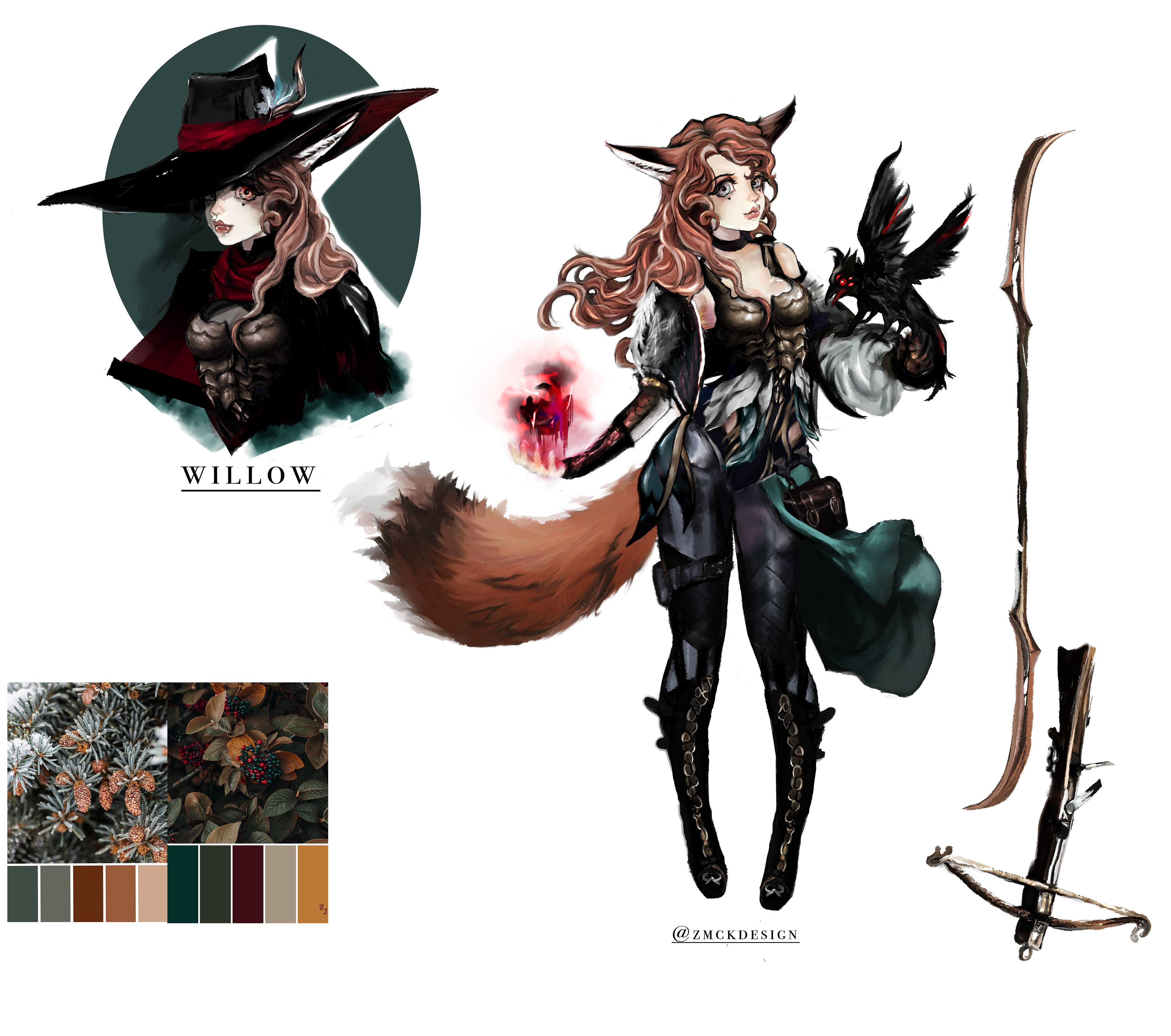 Full figure + Portrait with a hunter hat + color references