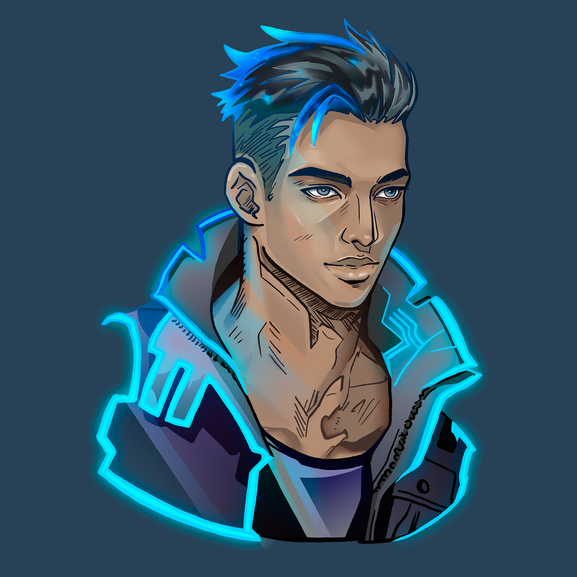 dark teal background