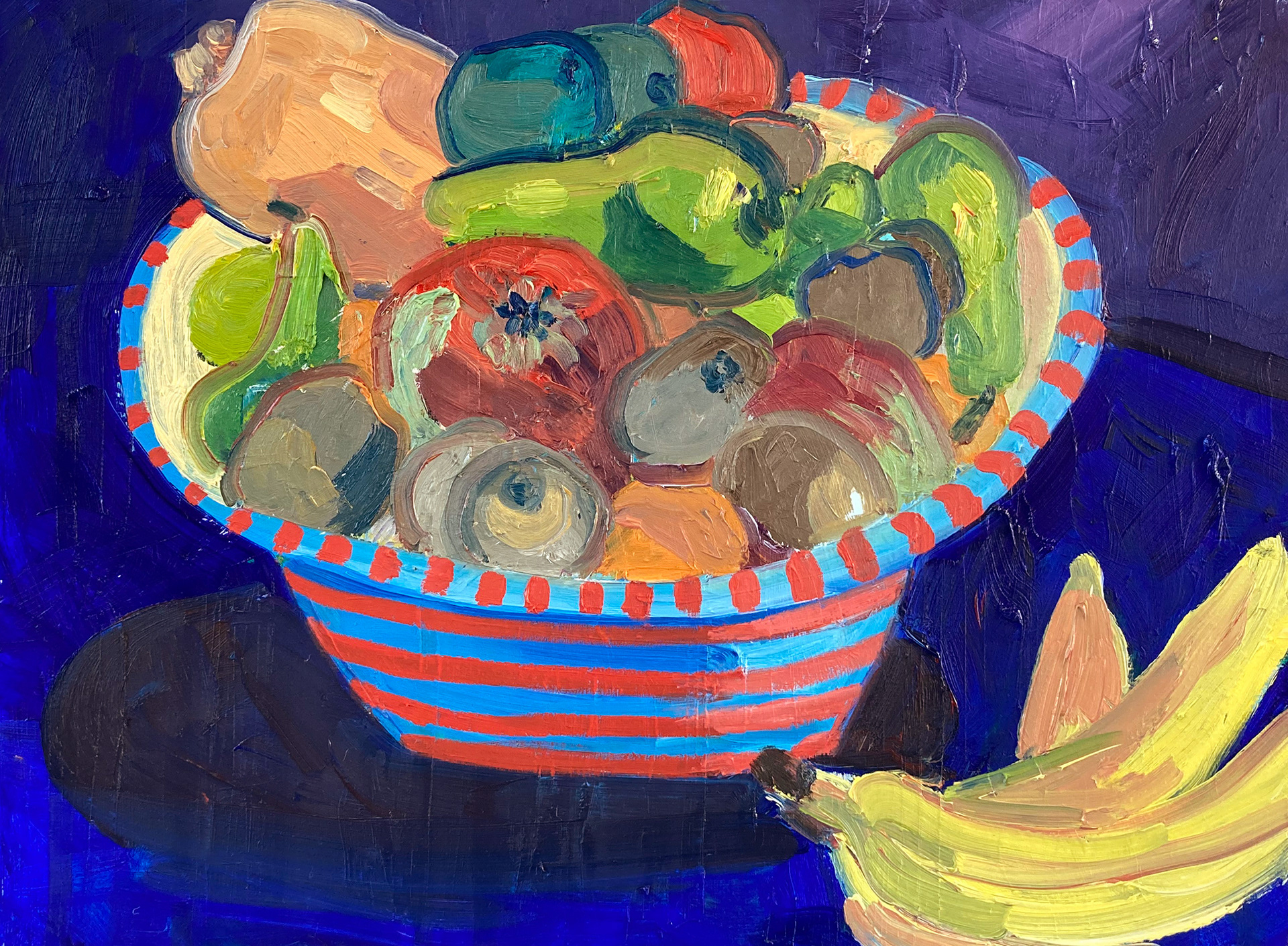 Fruitschaal, oil on wood, 27 x 36 cm