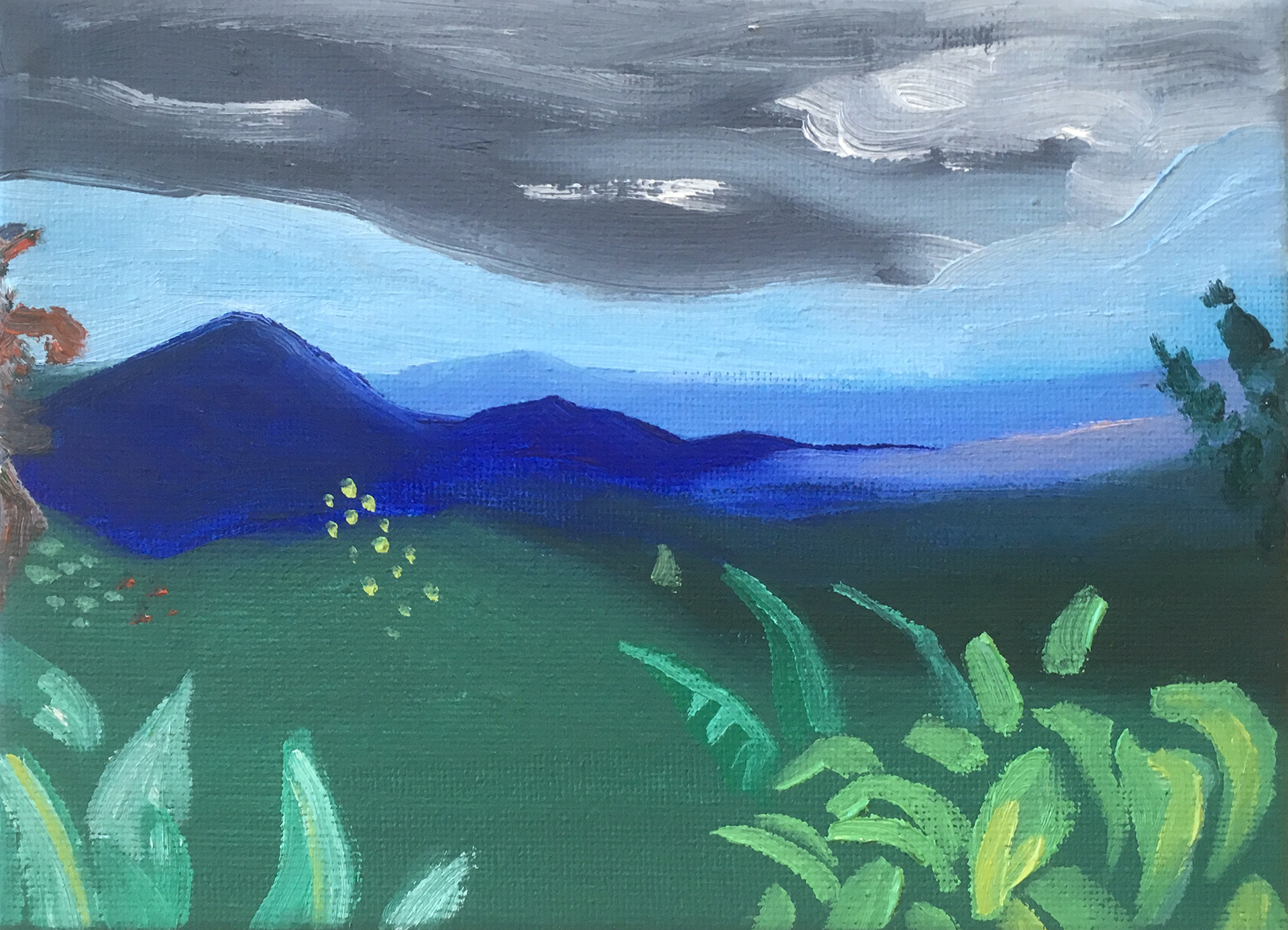 Blauwe Berg Colombia, oil on canvas, 18 x 13 cm