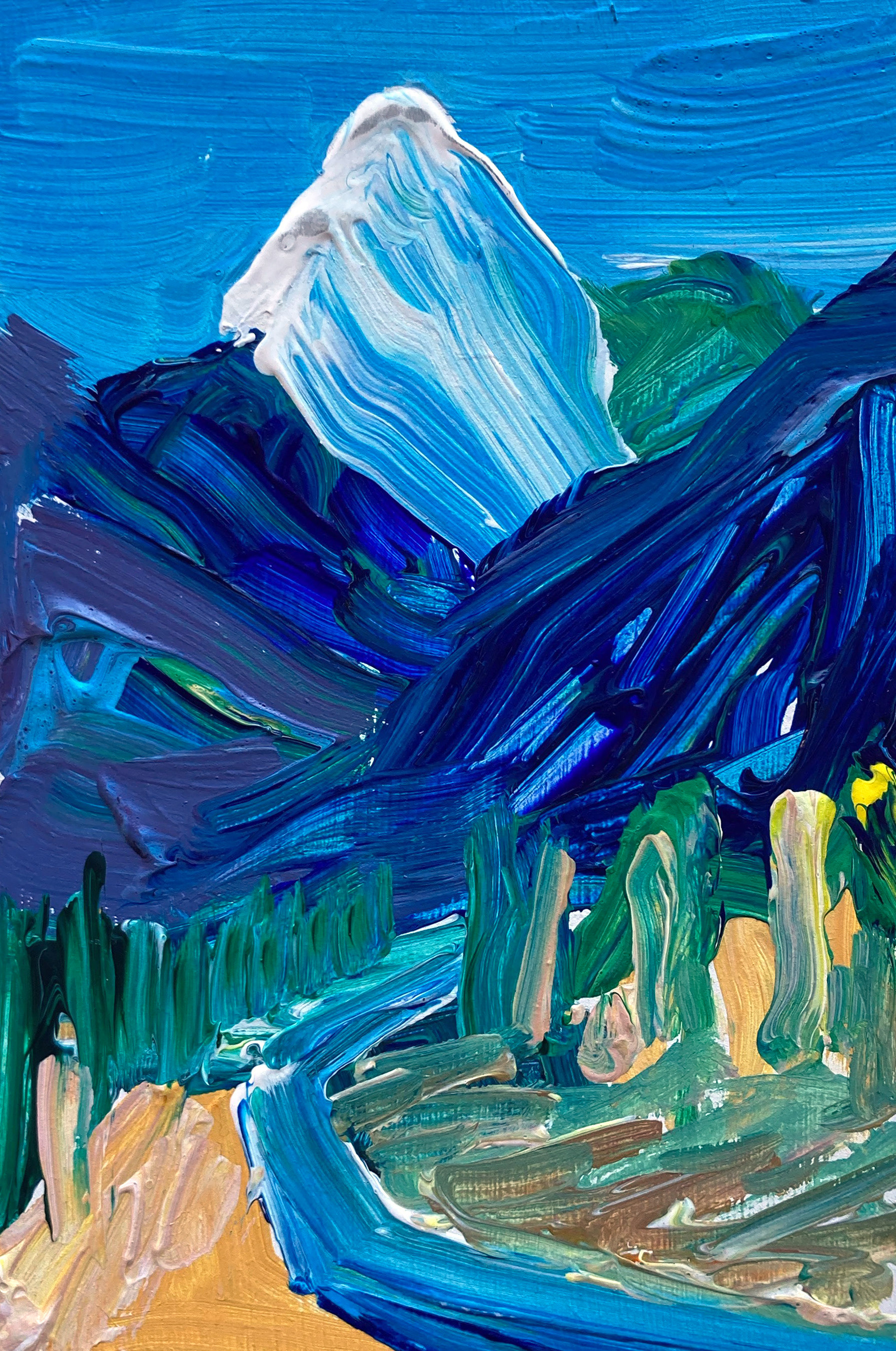 Mountain View, acrylic on wood, 14 x 9,5 cm