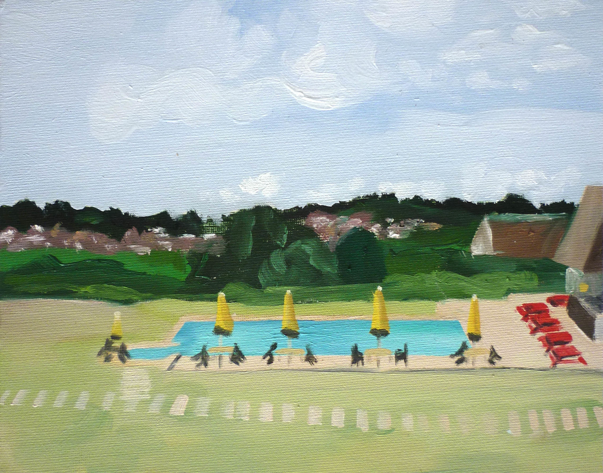 Zwembad, Kampala, oil on canvas, 18 x 24 cm