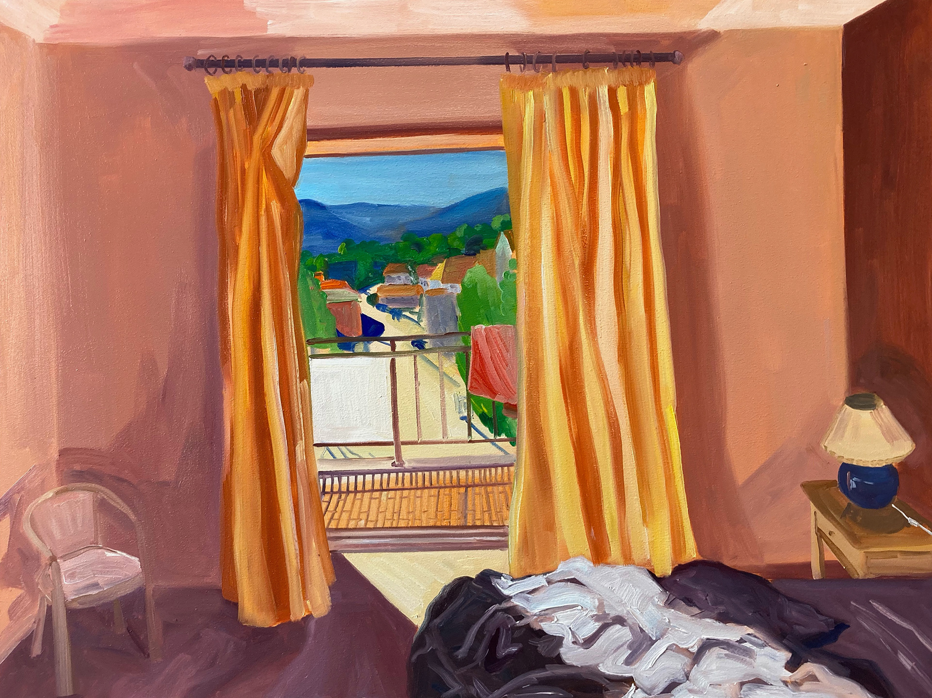 Hotel Room, oil on wood, 60 x 80 cm