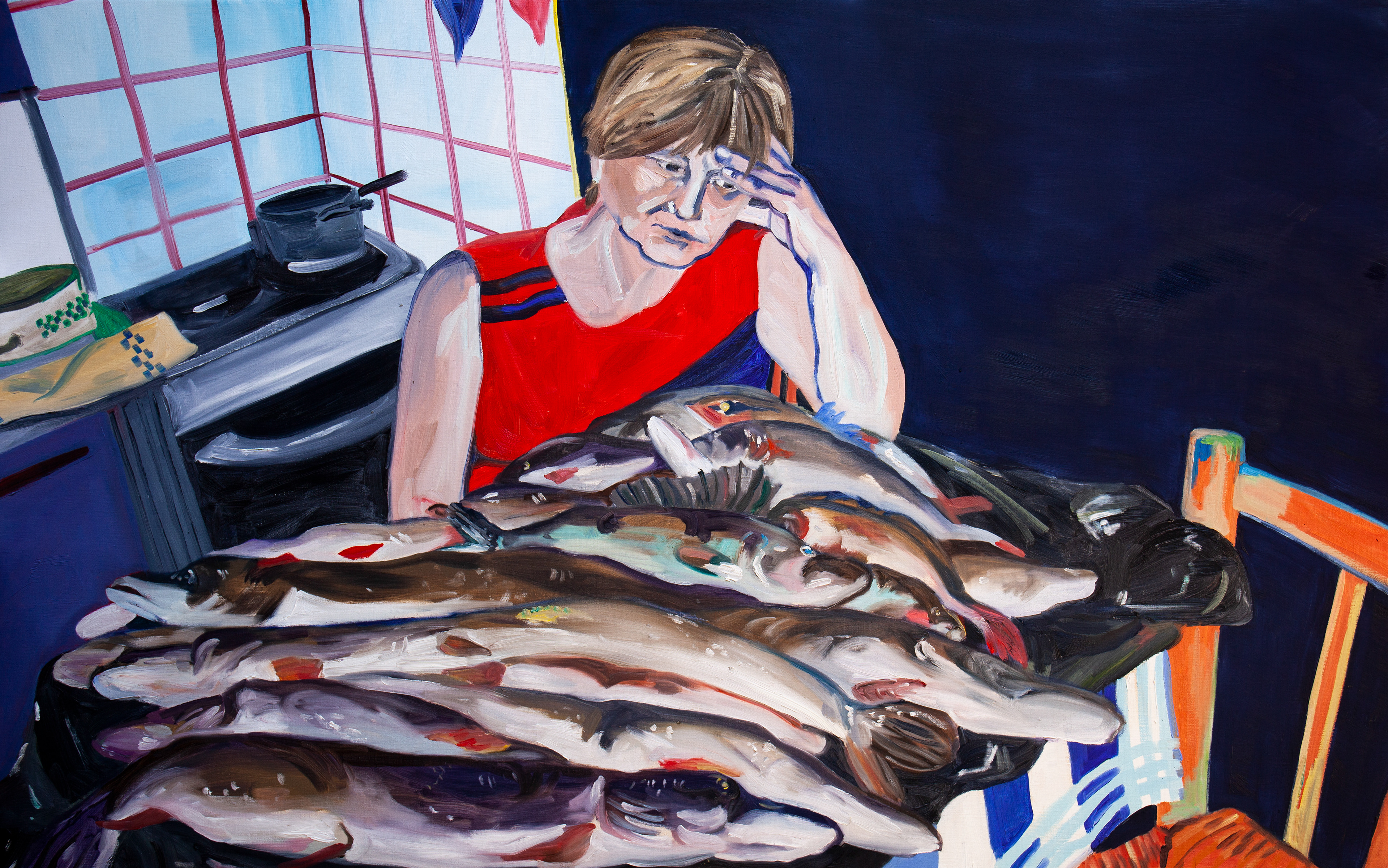 What’s Cooking?, oil on canvas, 143 x 91 cm