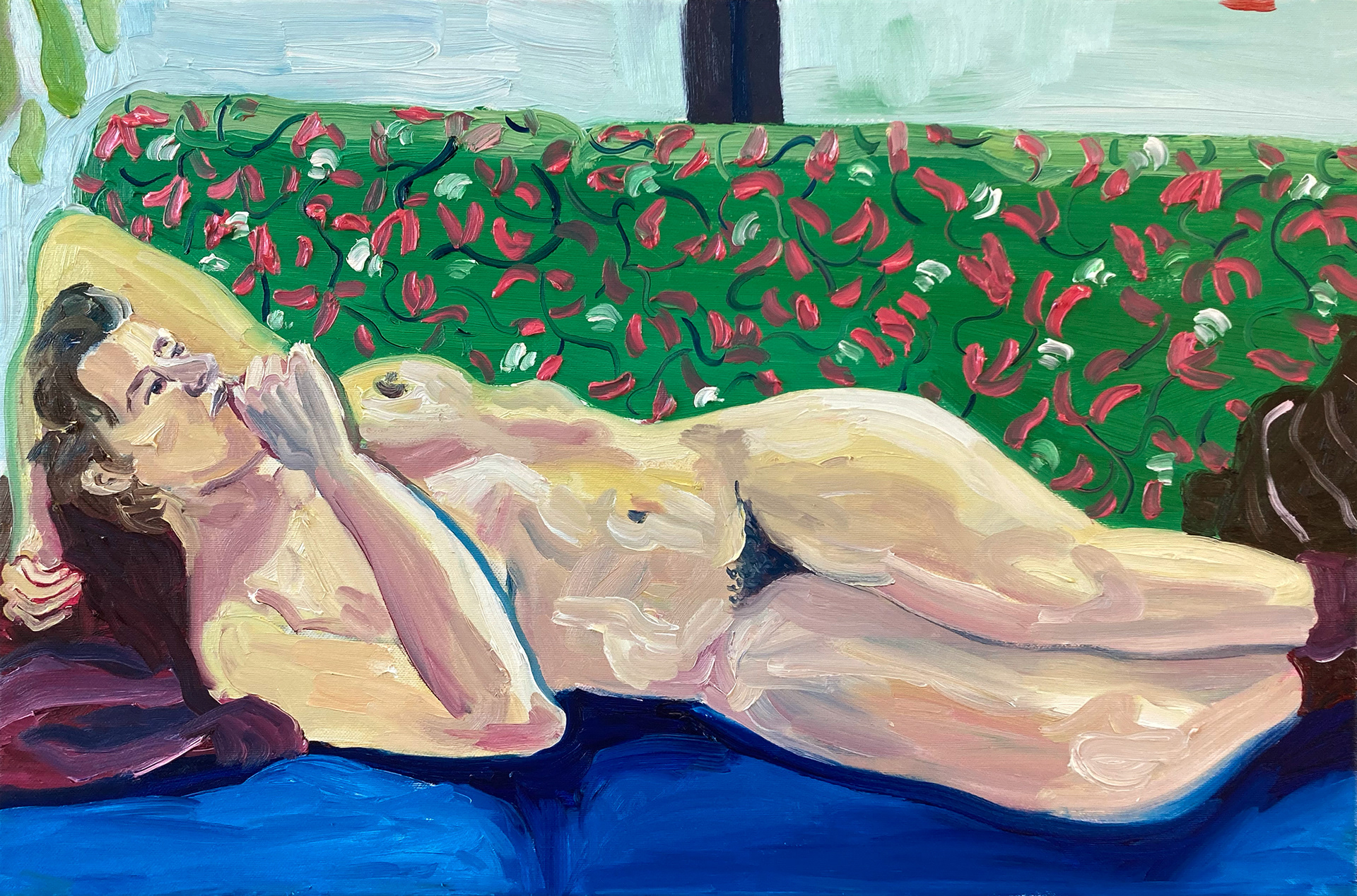 On the Couch By the Window, oil on canvas, 40 x 60 cm