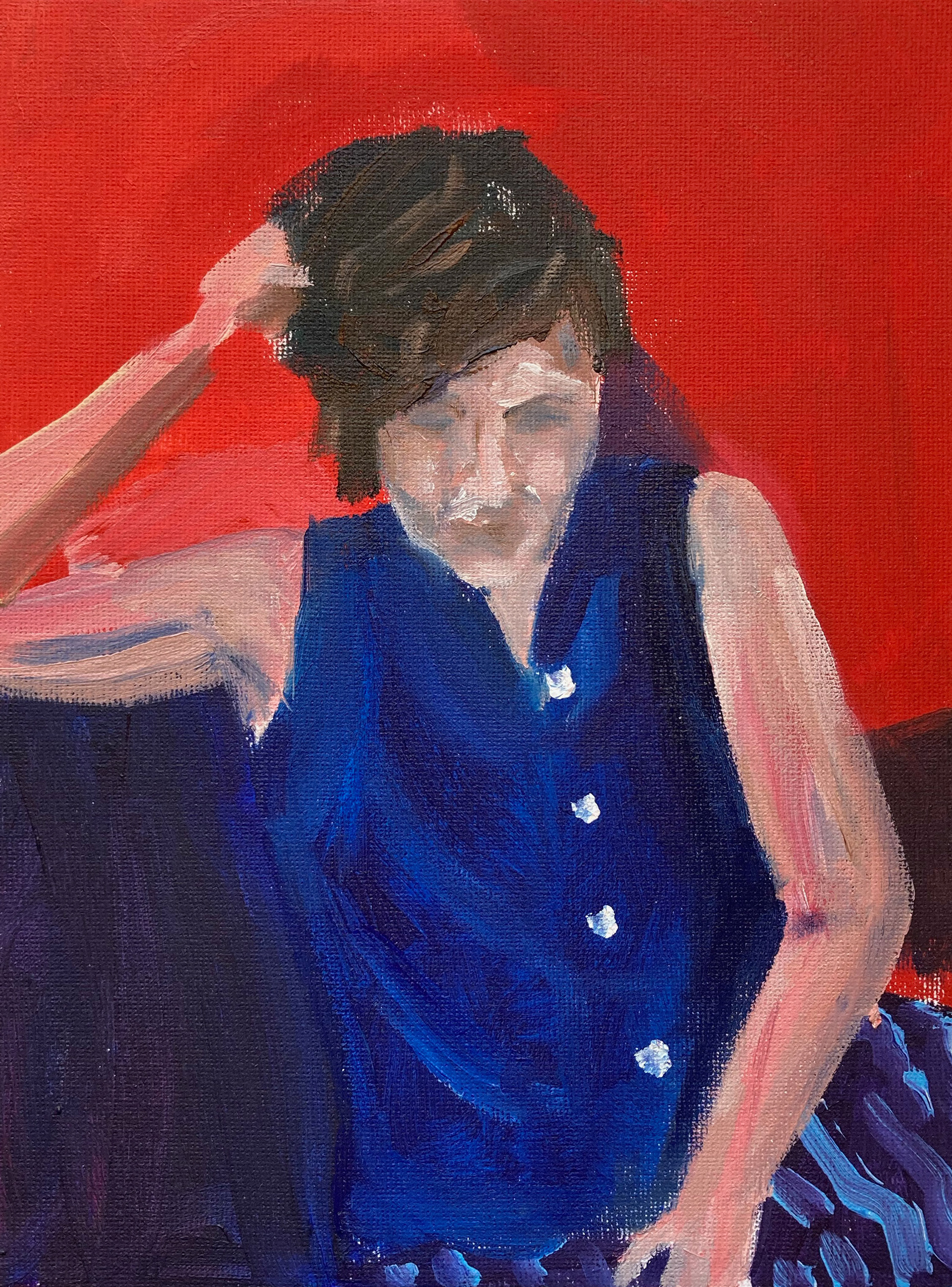 Sophie Red, acrylic on canvas/cardboard, 18 x 24 cm