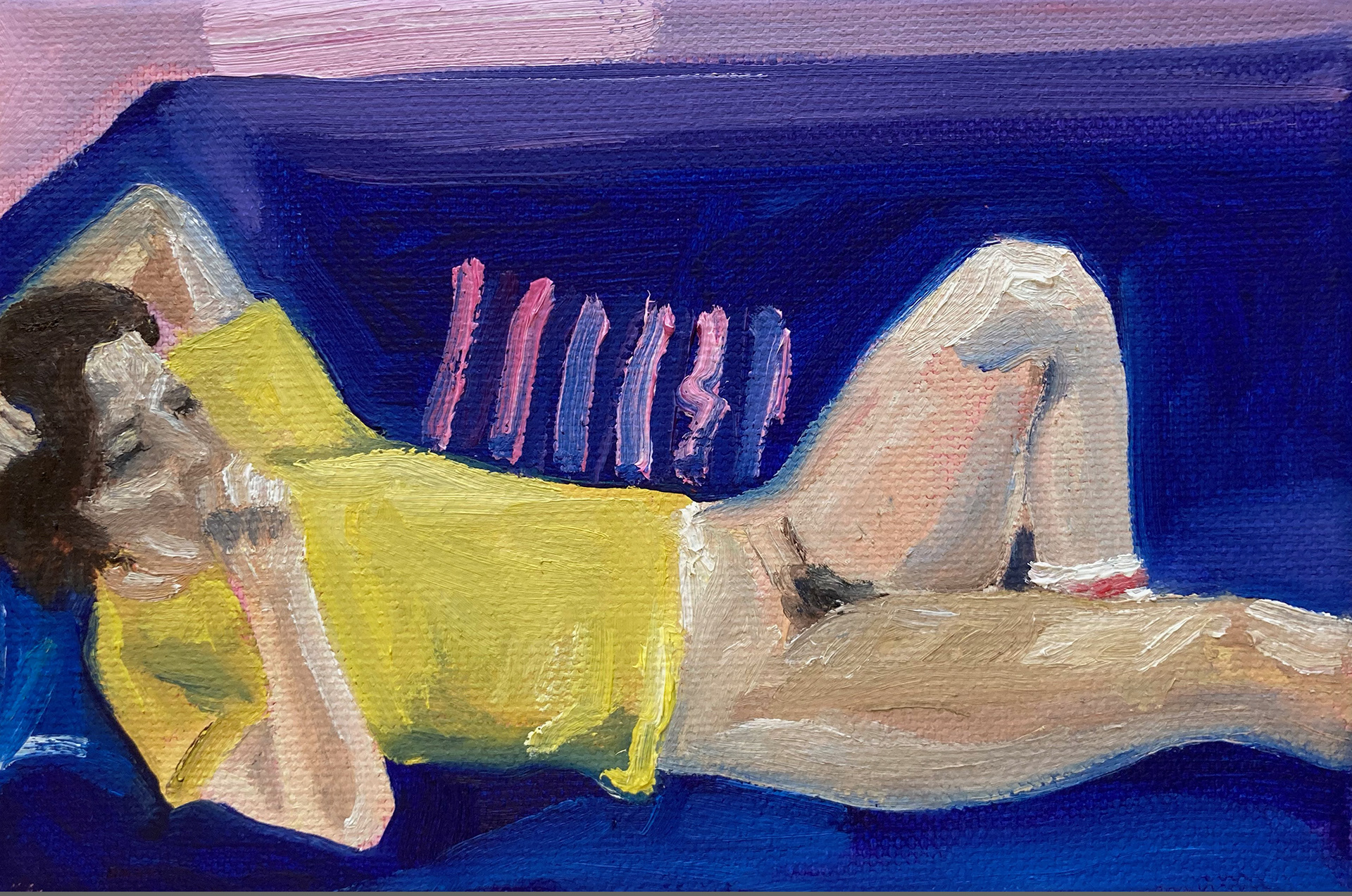 Mijmerend, oil on canvas, 12 x 18 cm