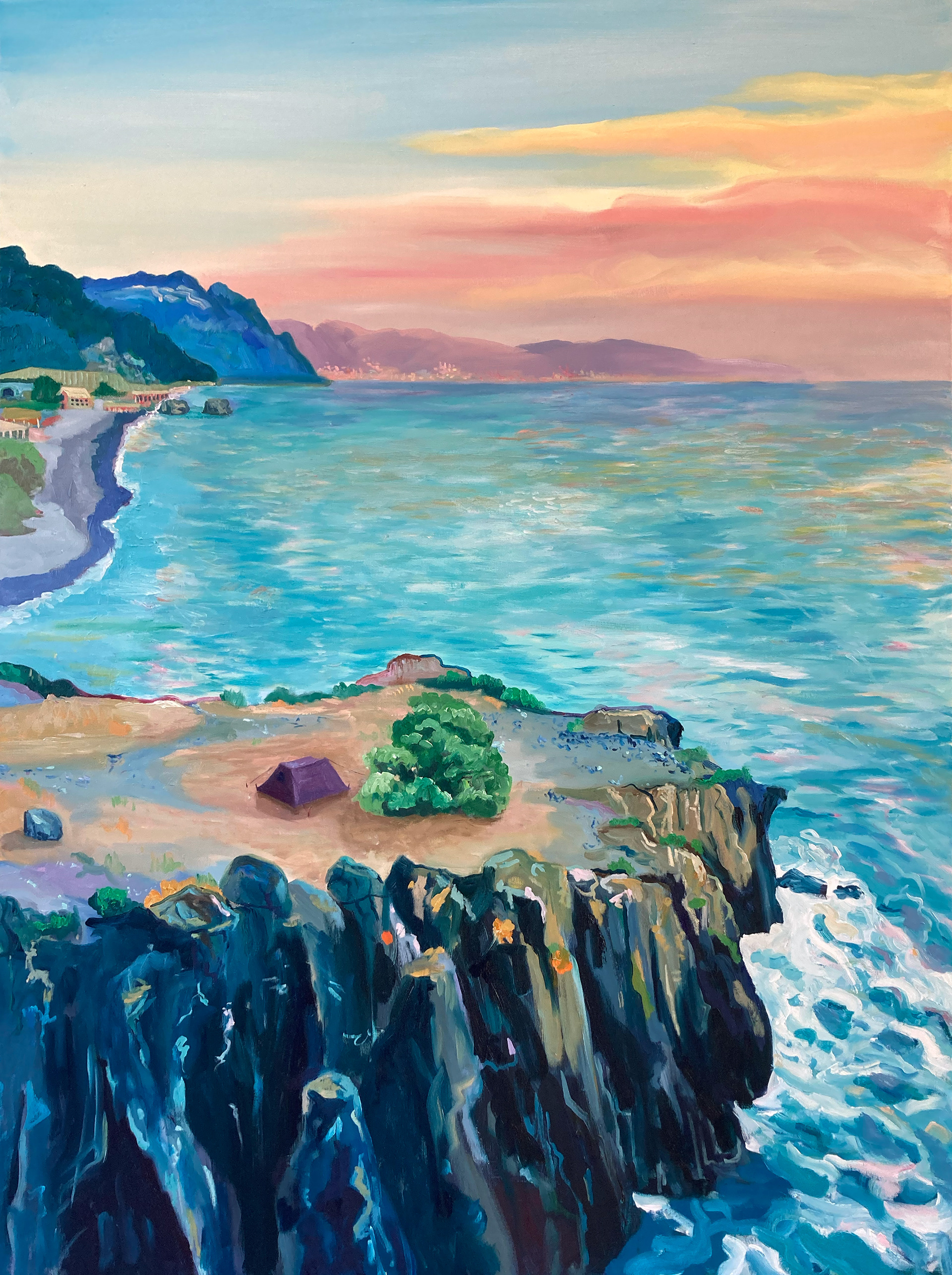 Perfect Campsite, acrylic and oil on canvas, 90 x 120 cm