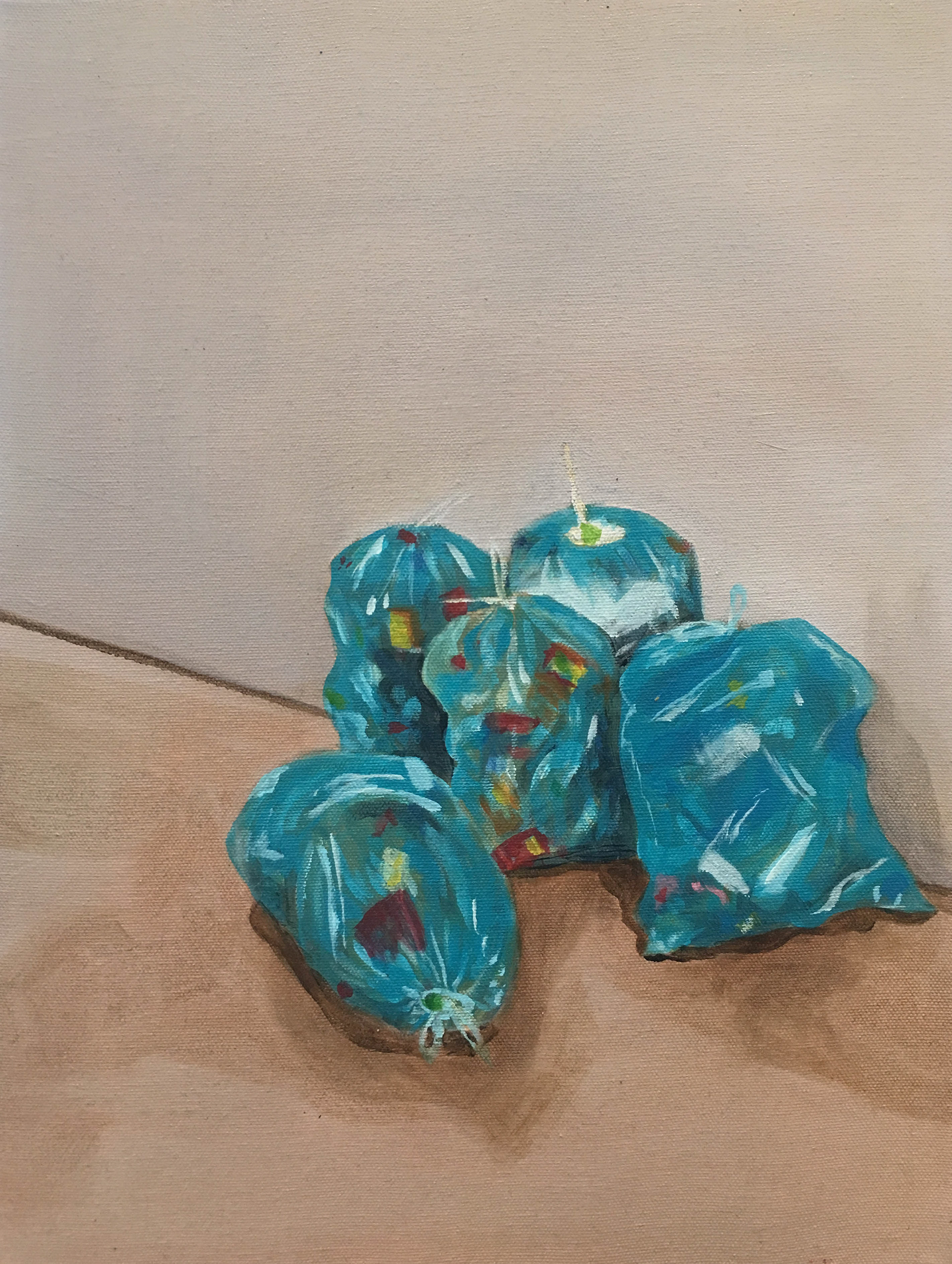 Vuilzakjes, oil on canvas, 18 x 24 cm