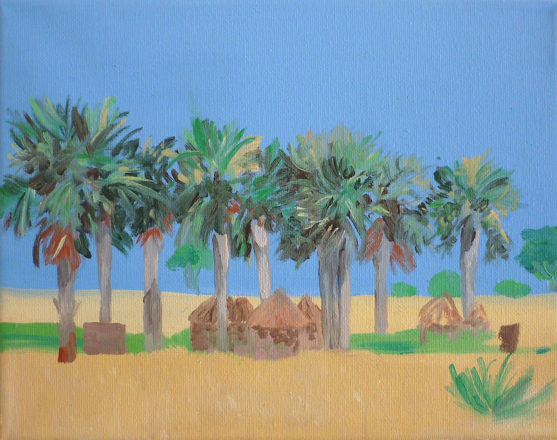 Palmbomen, Oeganda, oil on canvas, 18 x 24 cm