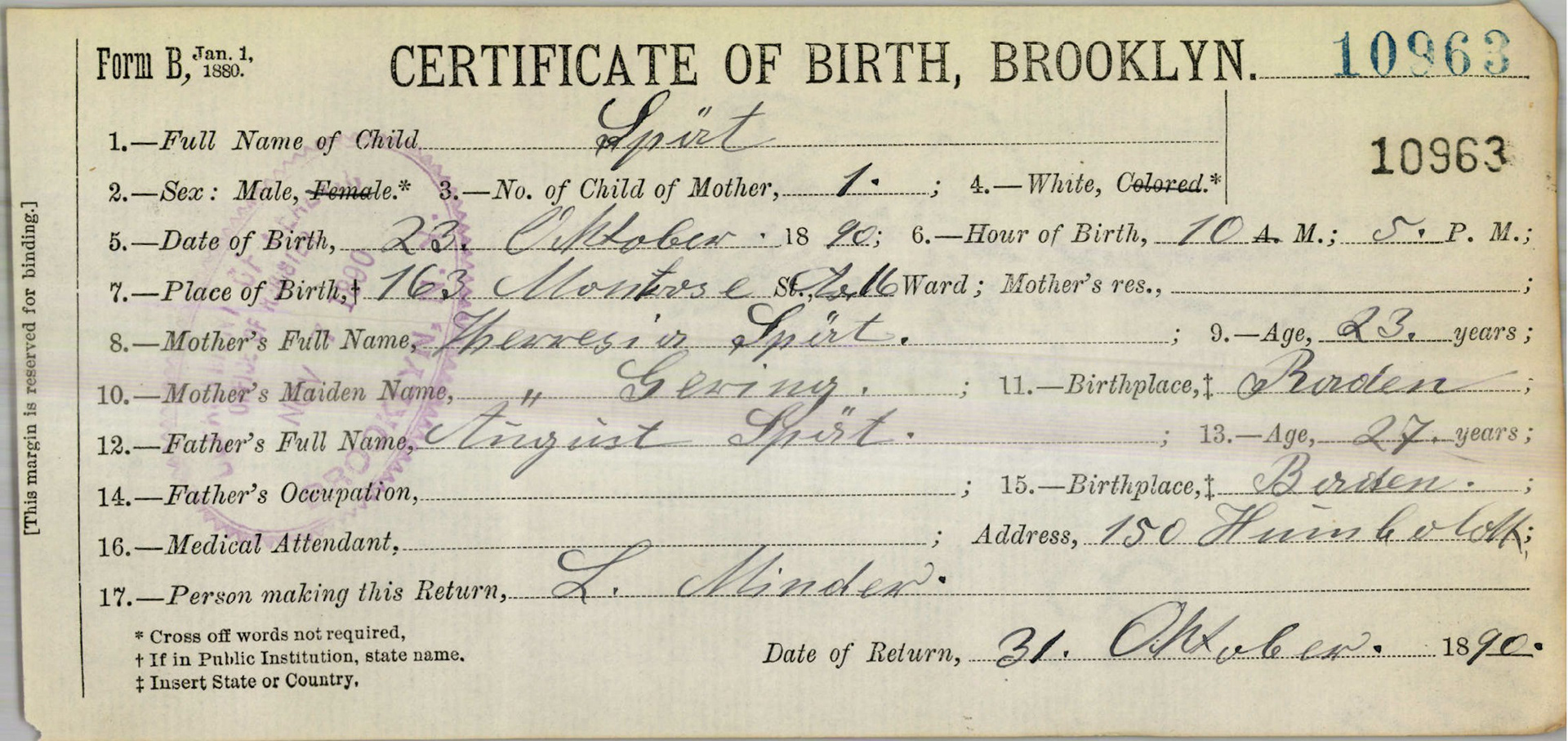 Possibly William's birth certificate