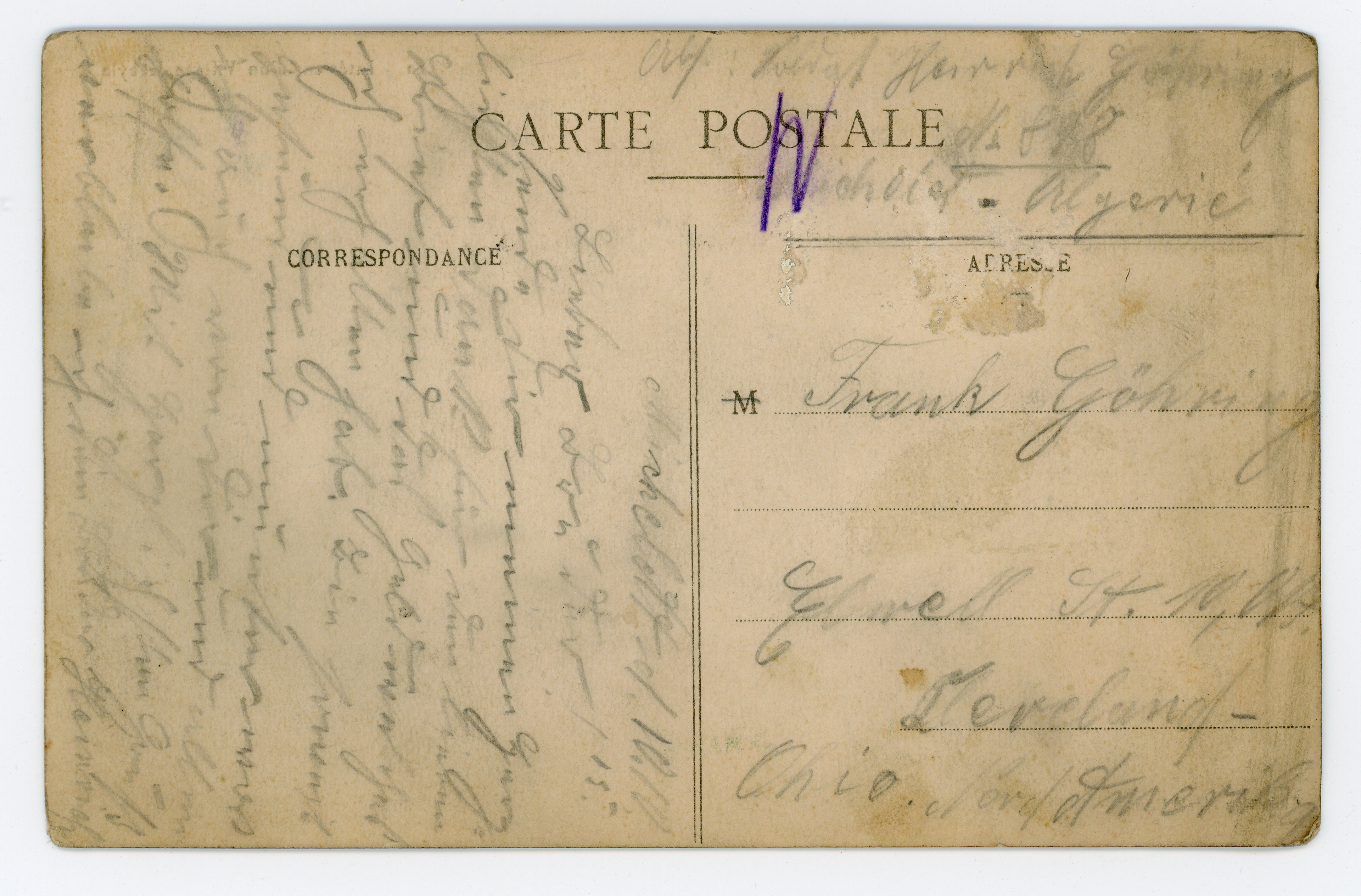 The backside of the Kabyle postcard