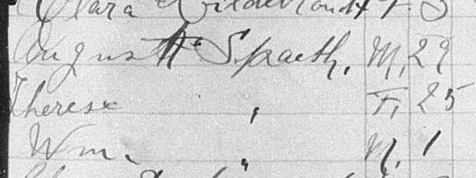 1892 Census showing August, Therese and William, in Brooklyn 
