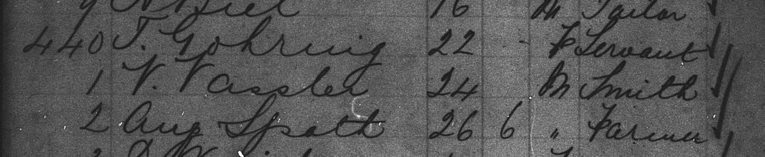1889 ship manifest showing T. Gohring and Aug Spaeth