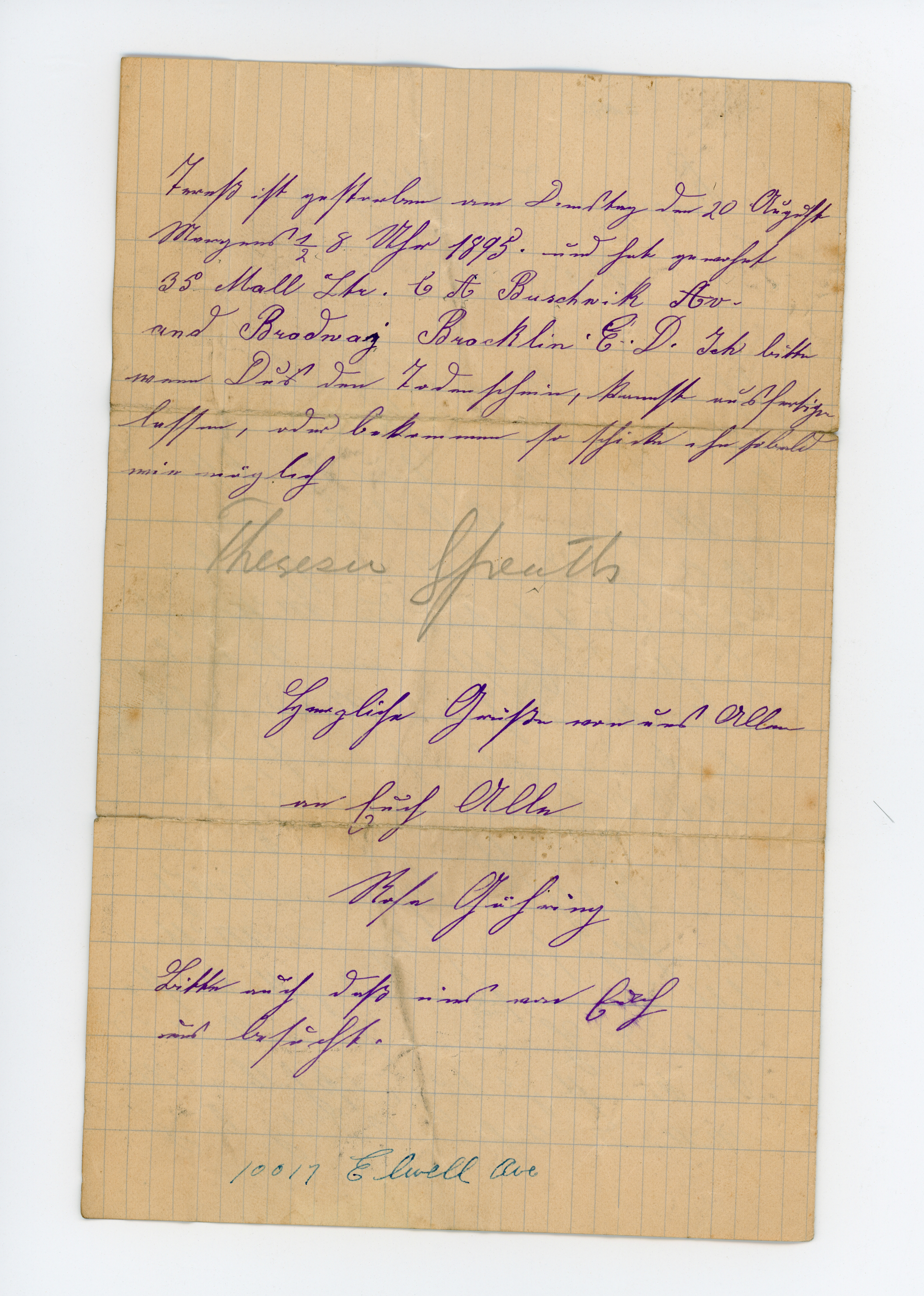 Discovery of Theresia's marriage to someone named Spaeth in letter from Rosa