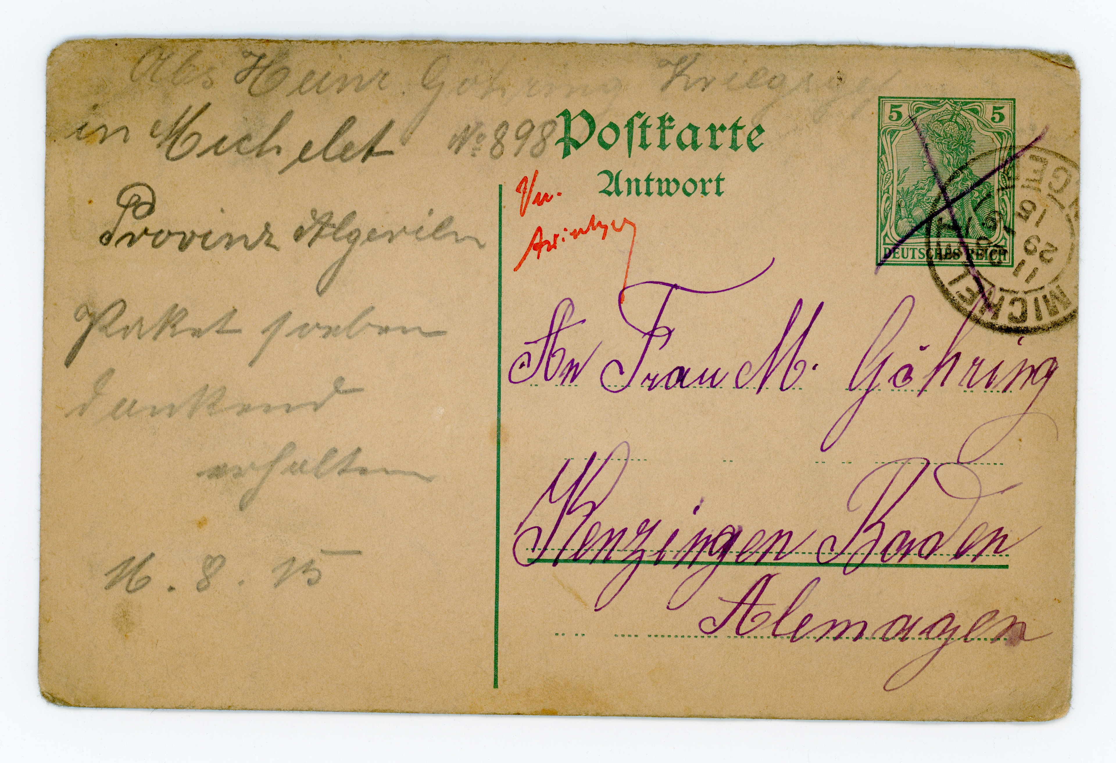 Postcard about Heinrich's location