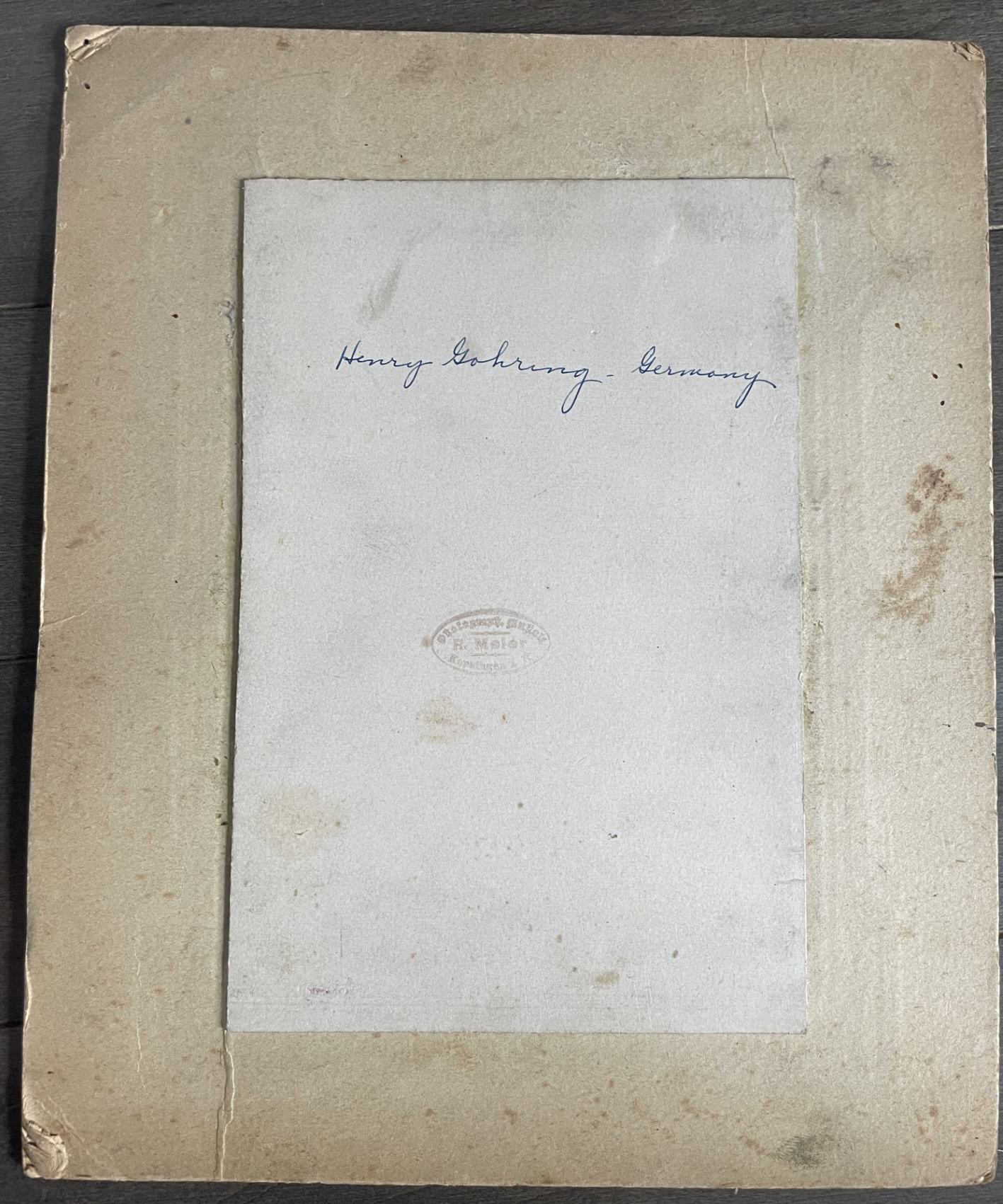 Back of the photo of Henry with his wife, Maria
