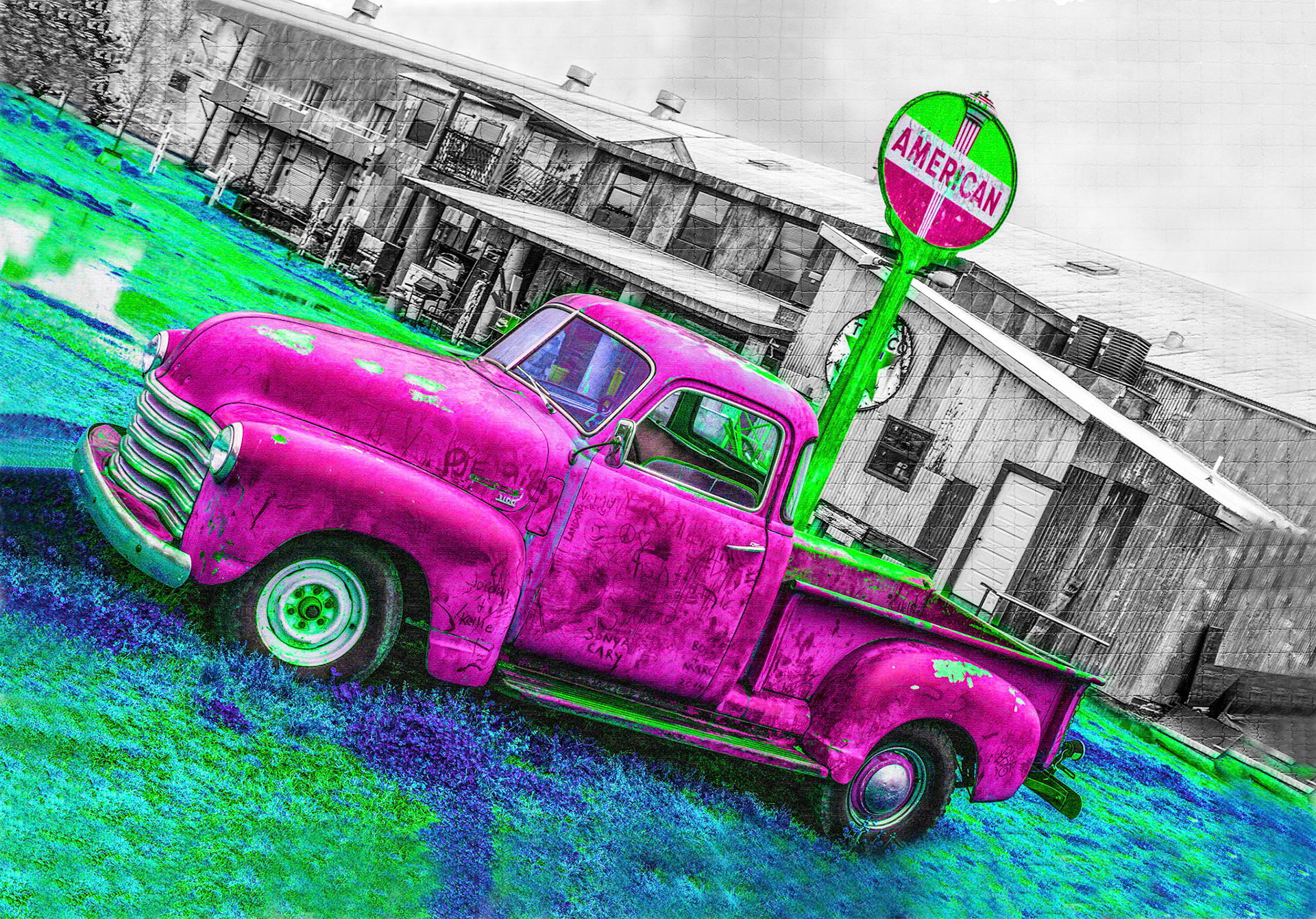 Pink Chevrolet, Shack Up Inn, Clarksdale, Mississippi, USA