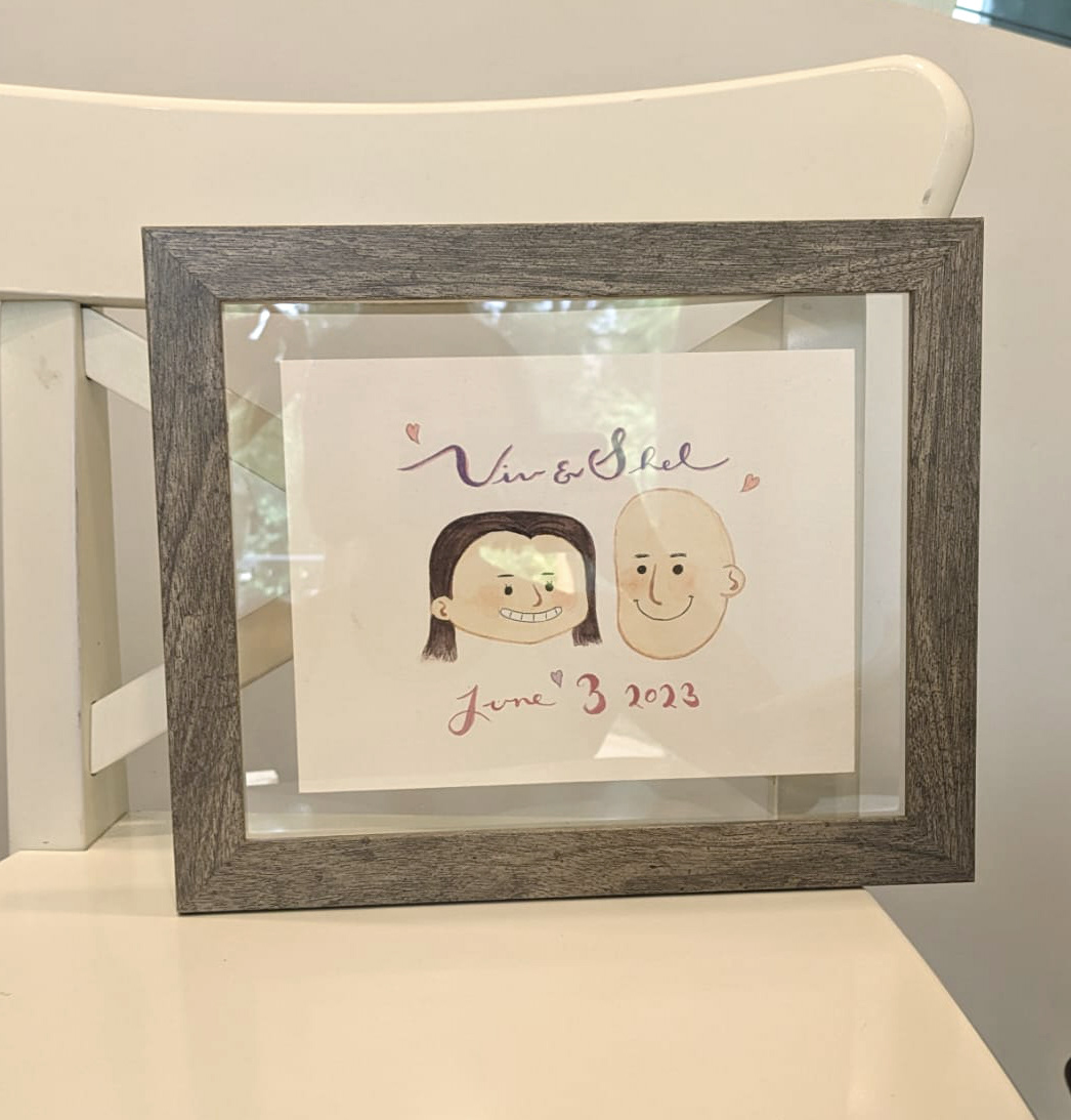 Watercolour portrait for a wedding
