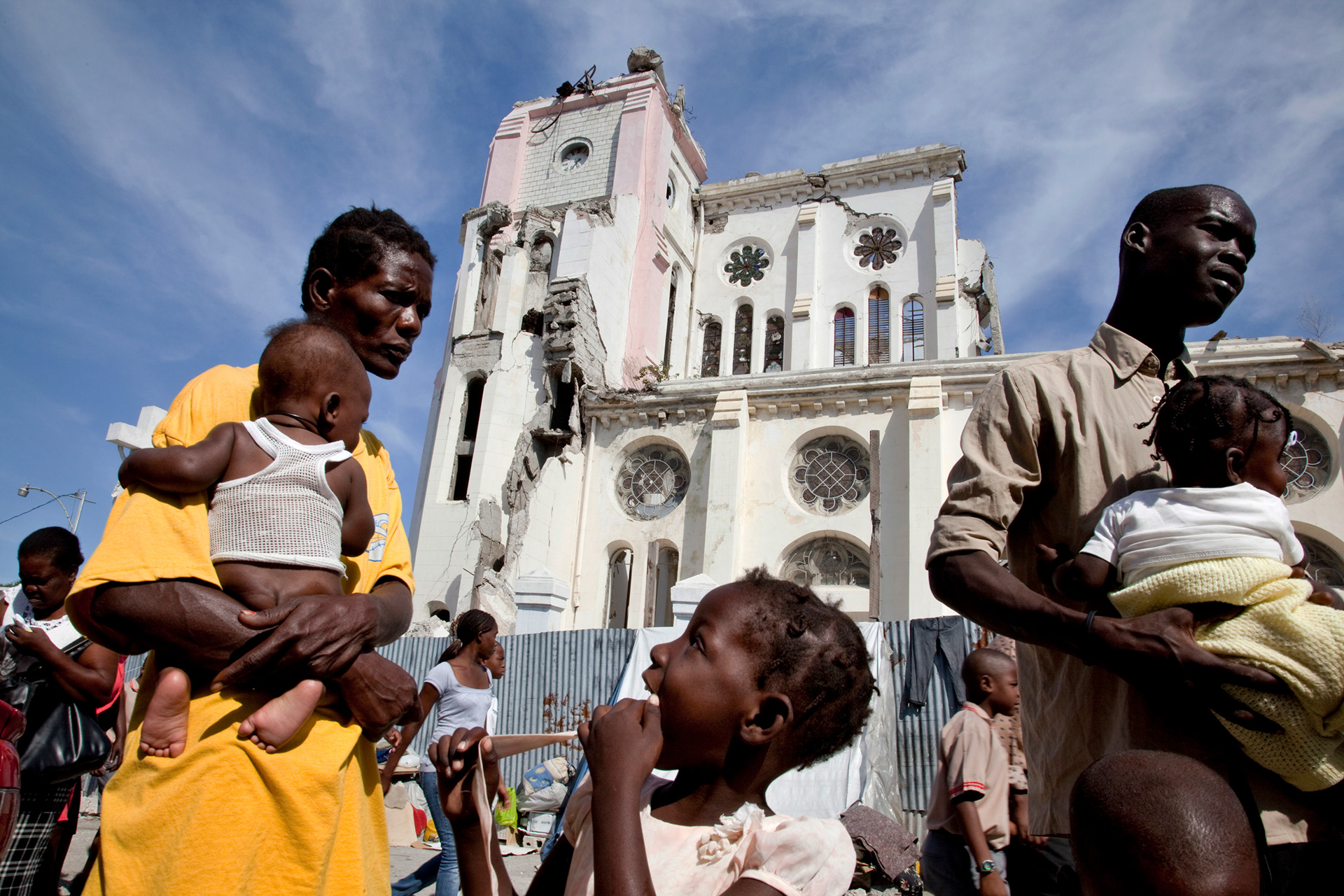 Outside the ruined cathedral of Port-au-Prince. January 2010