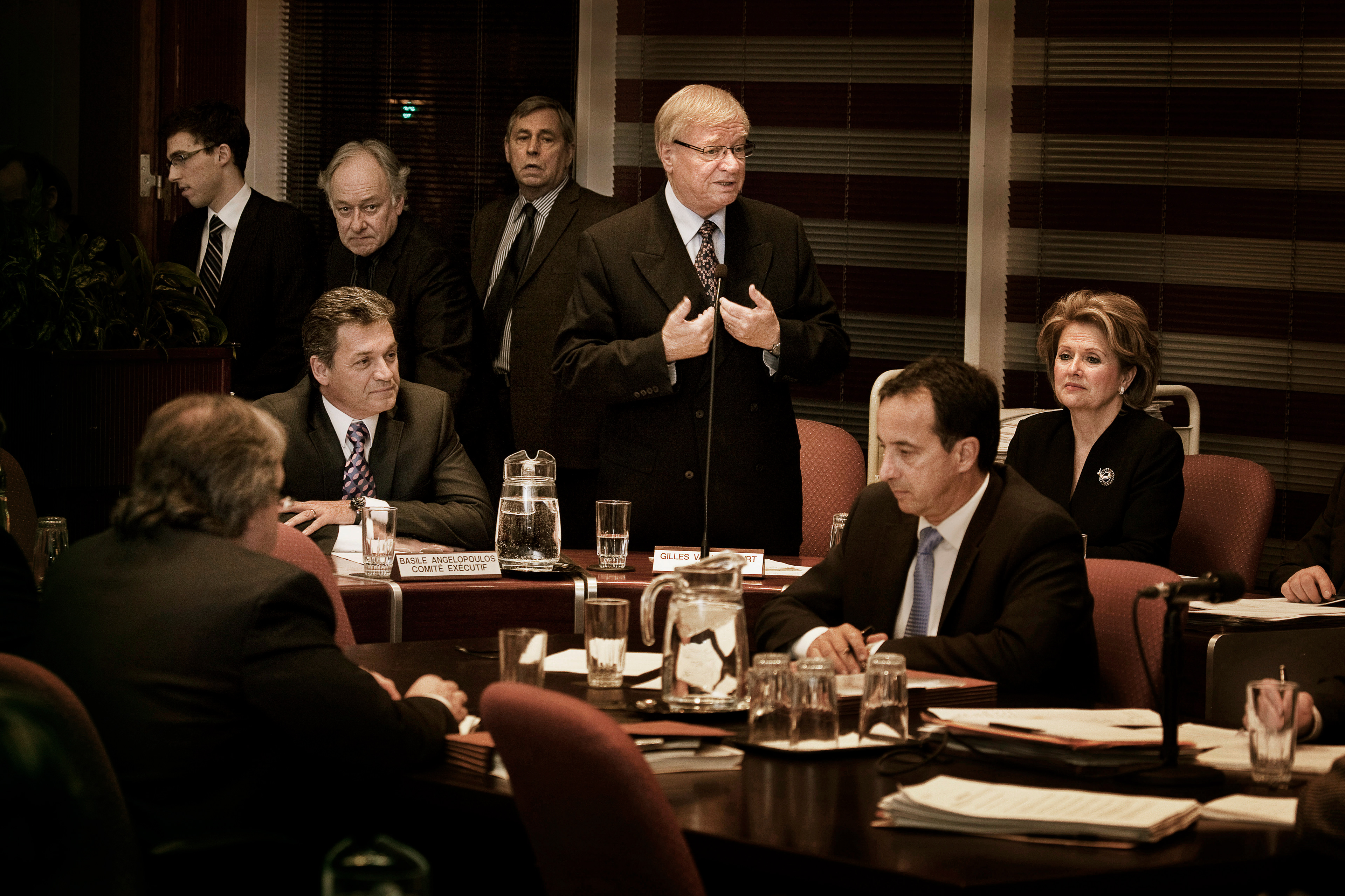 Laval Mayor Gilles Vaillancourt (center) before he was convicted of corruption.