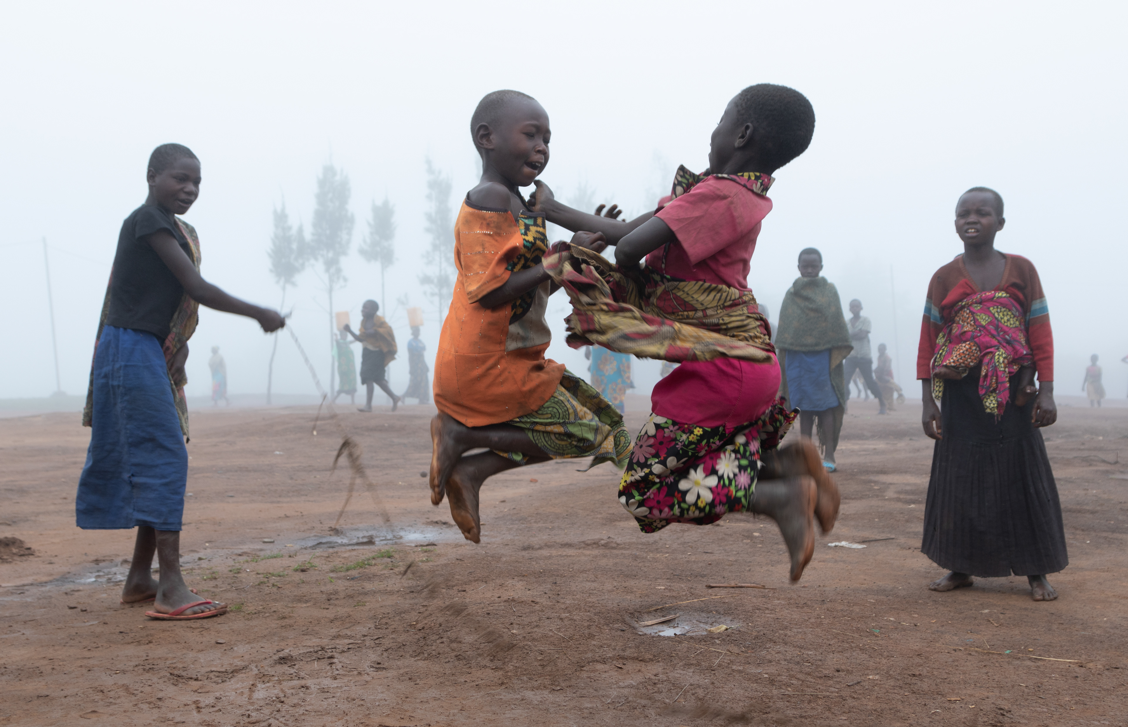 Girls play near their IDP camp in Drodro, D.R.Congo, October 2020