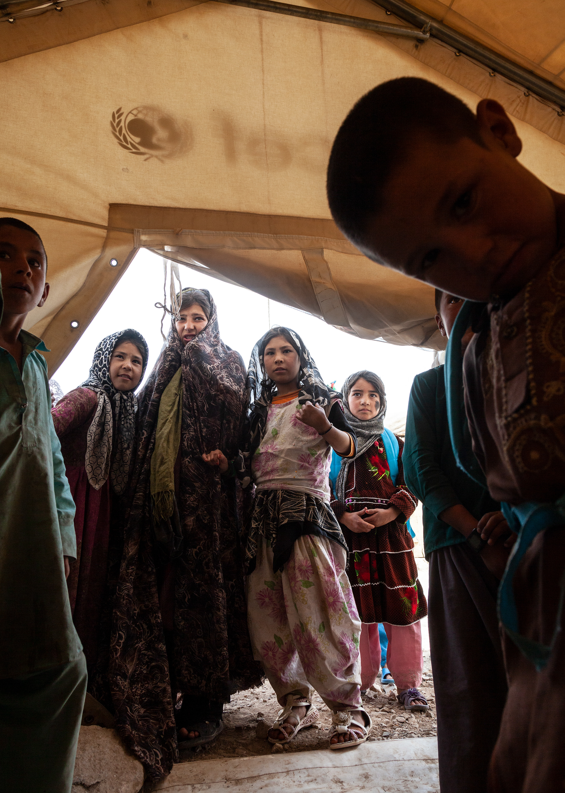 School tent in an IDP camp, Herat, Afghanistan, 2015