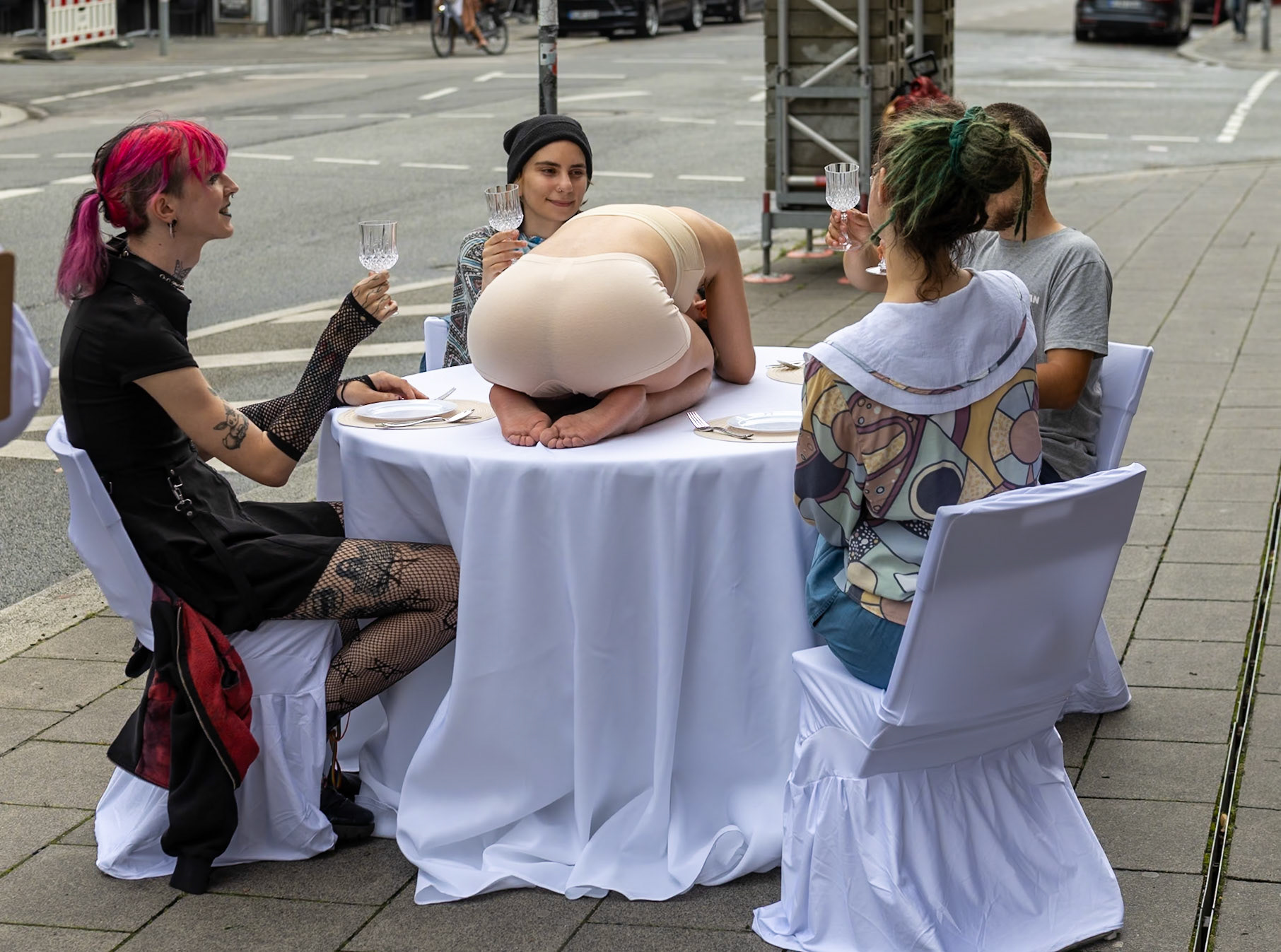 "Poultry is not human(e)." Demonstration in front of Museum Brandhorst, Munich, August 2025.