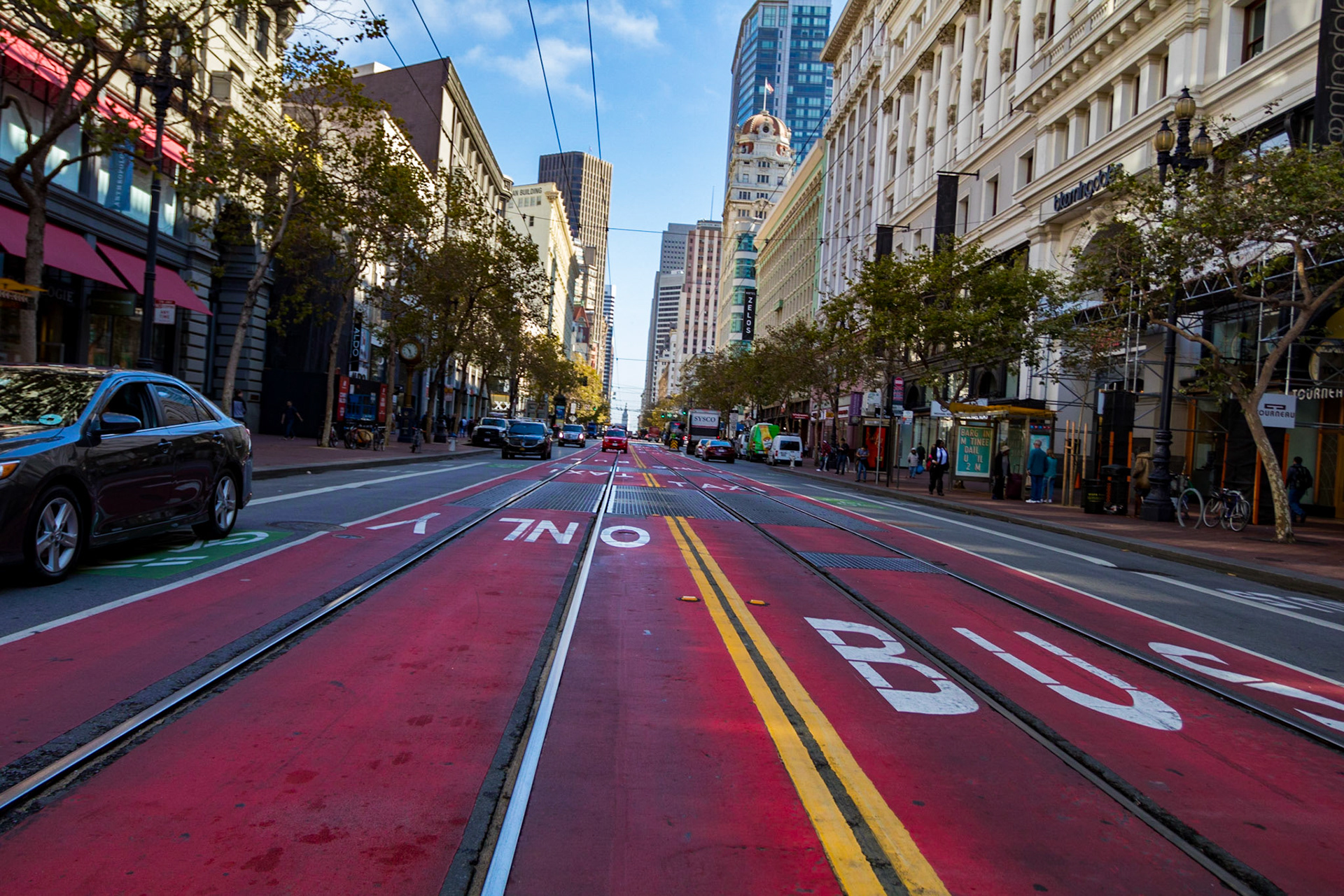 Colorful streets of San Francisco mid day.
