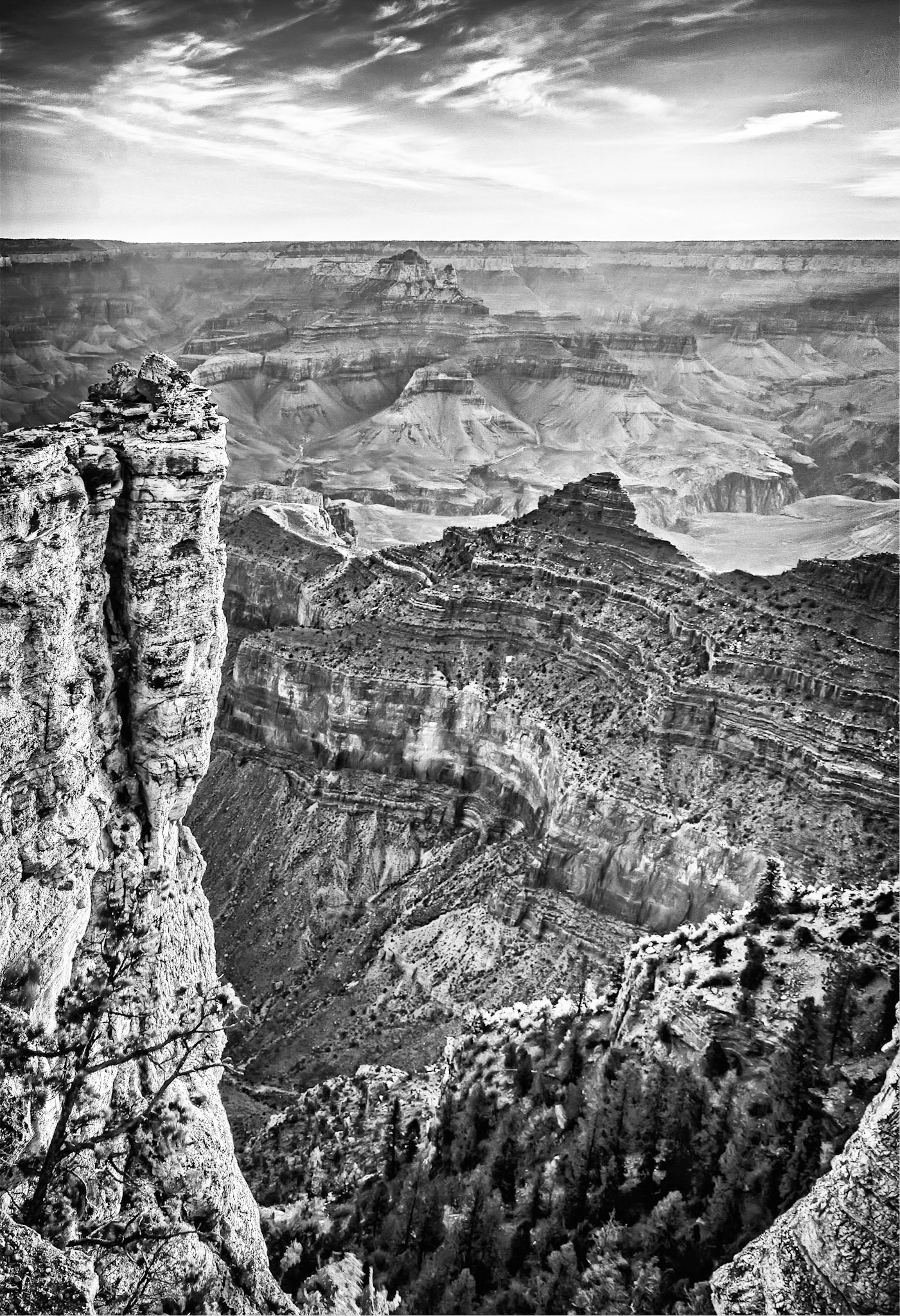 This shot is of the Grand Canyon early morning processed in black and white.
