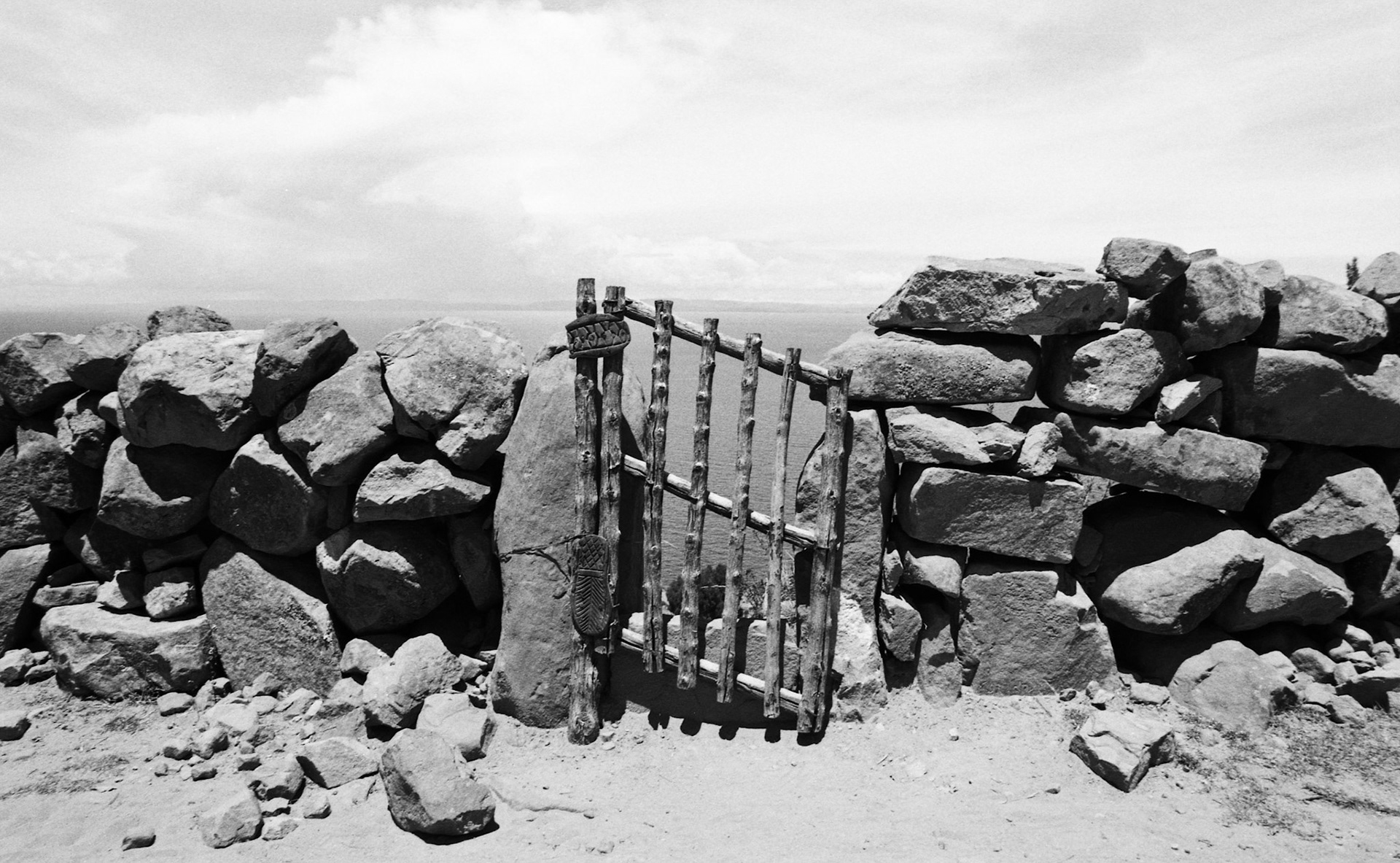 This gate is just outside the town Taquile on an island in the middle of Lake Titicaca, Peru.
