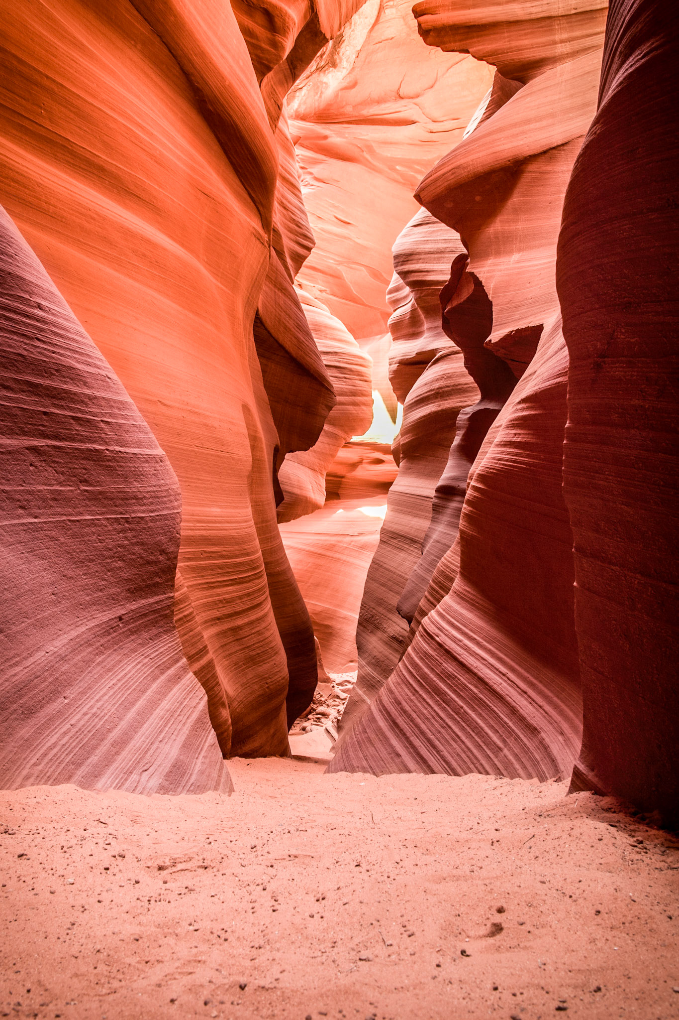 This is one of the few straight sections of path in South Antelope Canyon, Arizona.