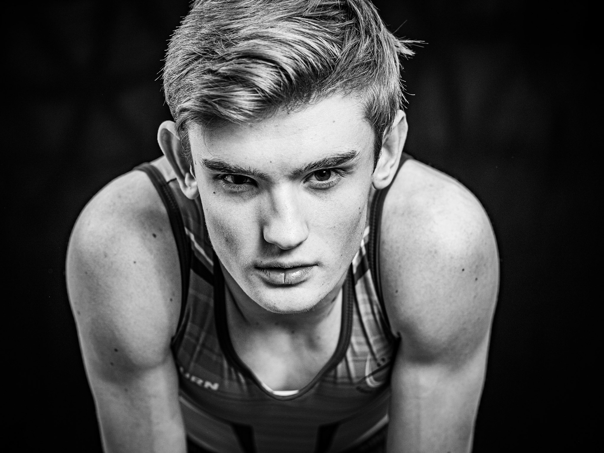 Brother and sister gymnasts in the studio for a fun session.