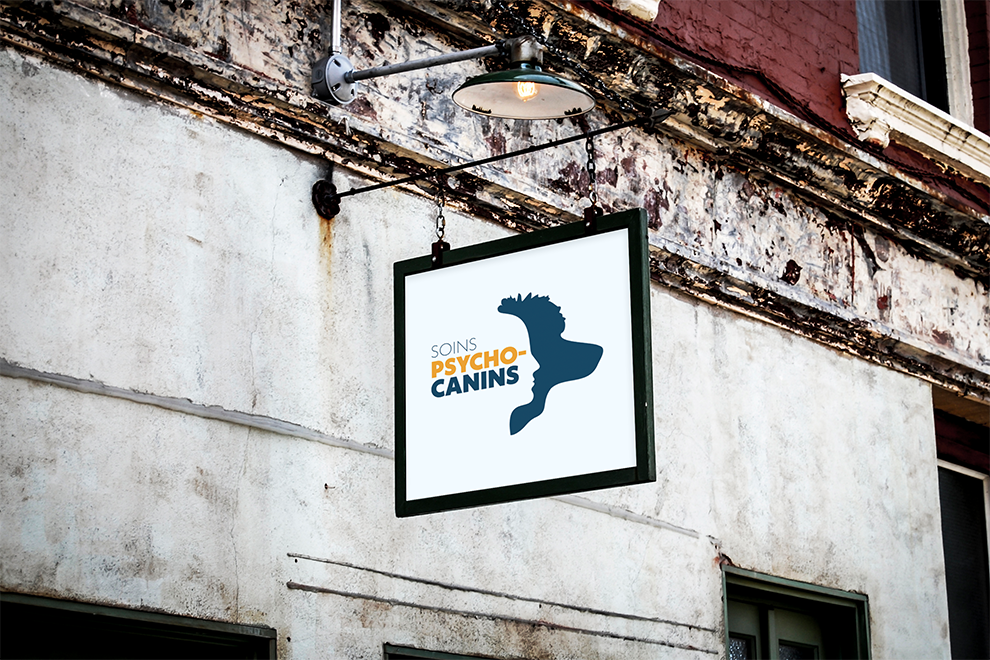 Projet réalisé dans le cadre de mon emploi chez Agence Oz. Création d'identité visuelle : Soins Psycho-Canins.