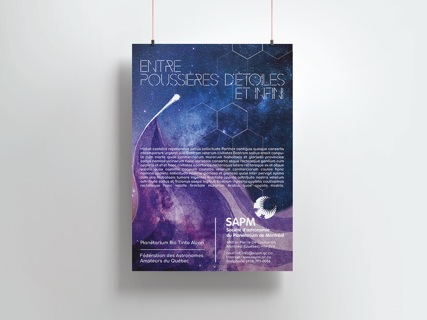 Projet étudiant : Création d’une affiche et développement de caractères typographique pour un client existant - projet fictif. Planétarium de Montréal.