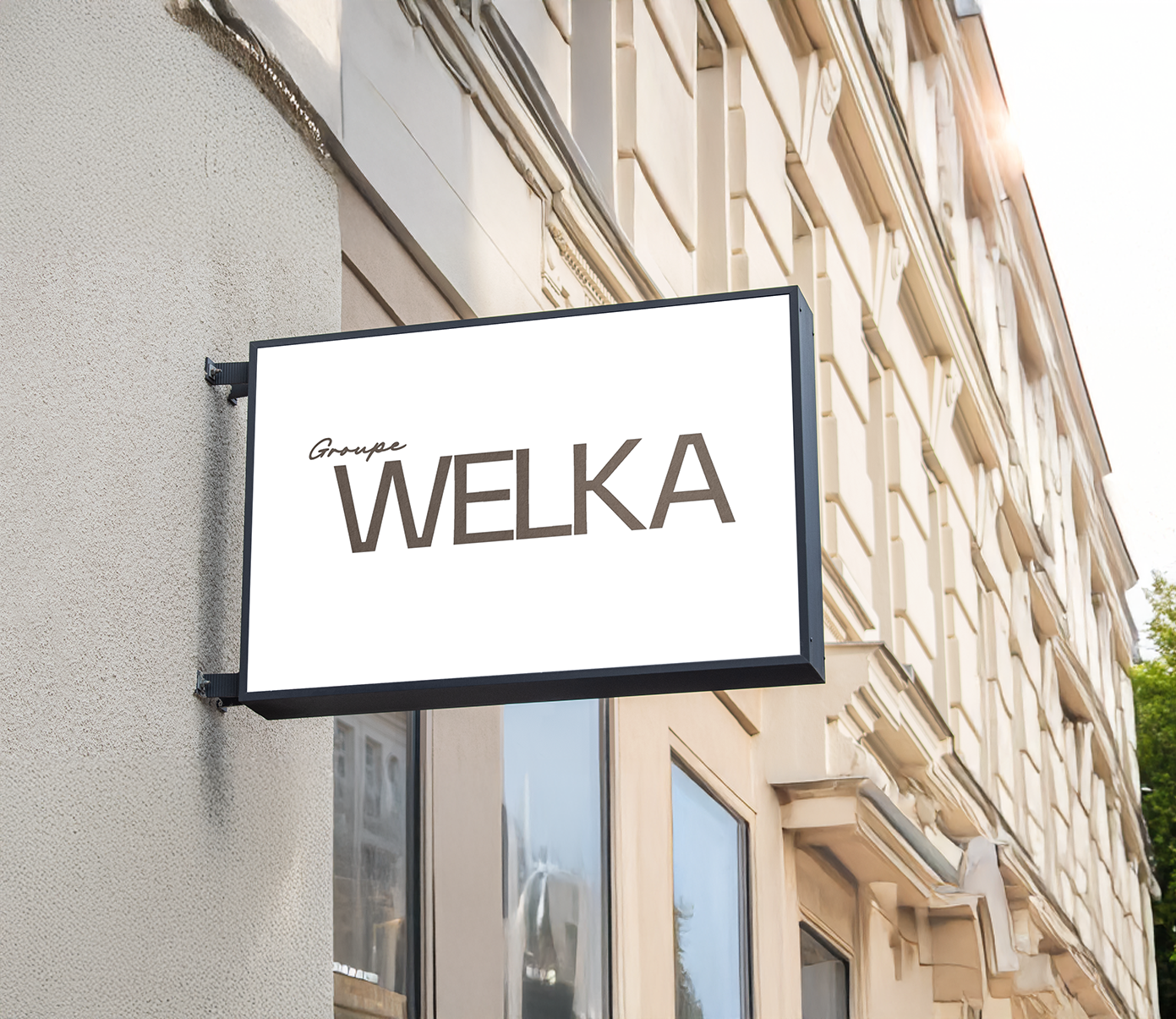 Création d’une identité visuelle pour Groupe Welka. En collaboration avec Oria Conscious Branding.