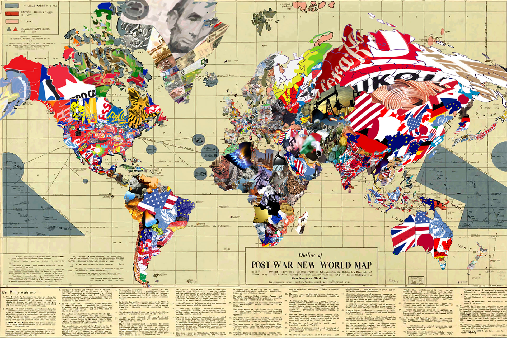 Superpower: Gall-Peters Projection, 2017, archival inkjet print on watercolor paper (1/5), 24” x 42,”