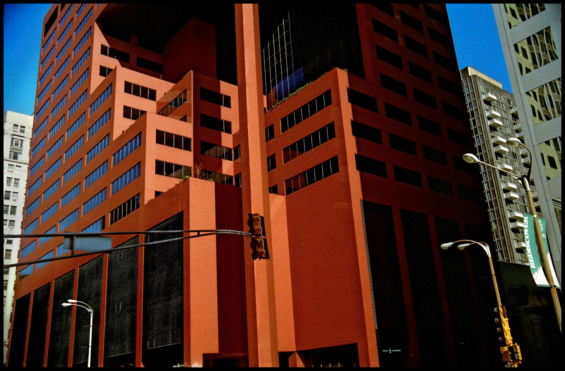 The front of the St. Louis Place building in downtown St. Louis, 1988. Part of a series shot one warm afternoon in November, 1988 called An Afternoon in St. Louis (a subset of my Industrial Geometry series).