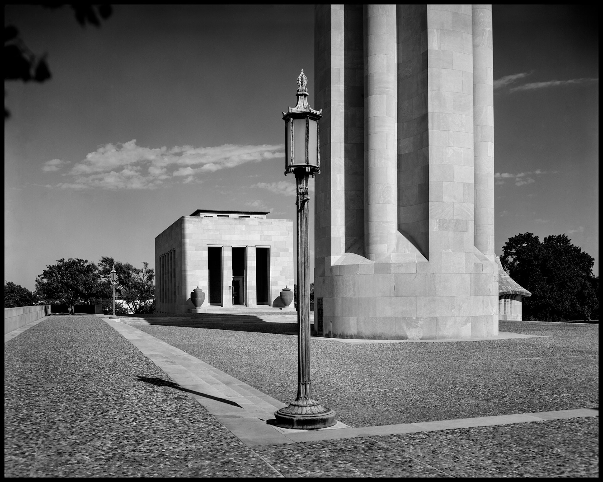 A vintage detail image of the base of the Liberty Memorial Tower and World War 1 Museum. This was renamed and designated as The National World War 1 Museum and Memorial in 2004, Kansas City, Missouri 1984.