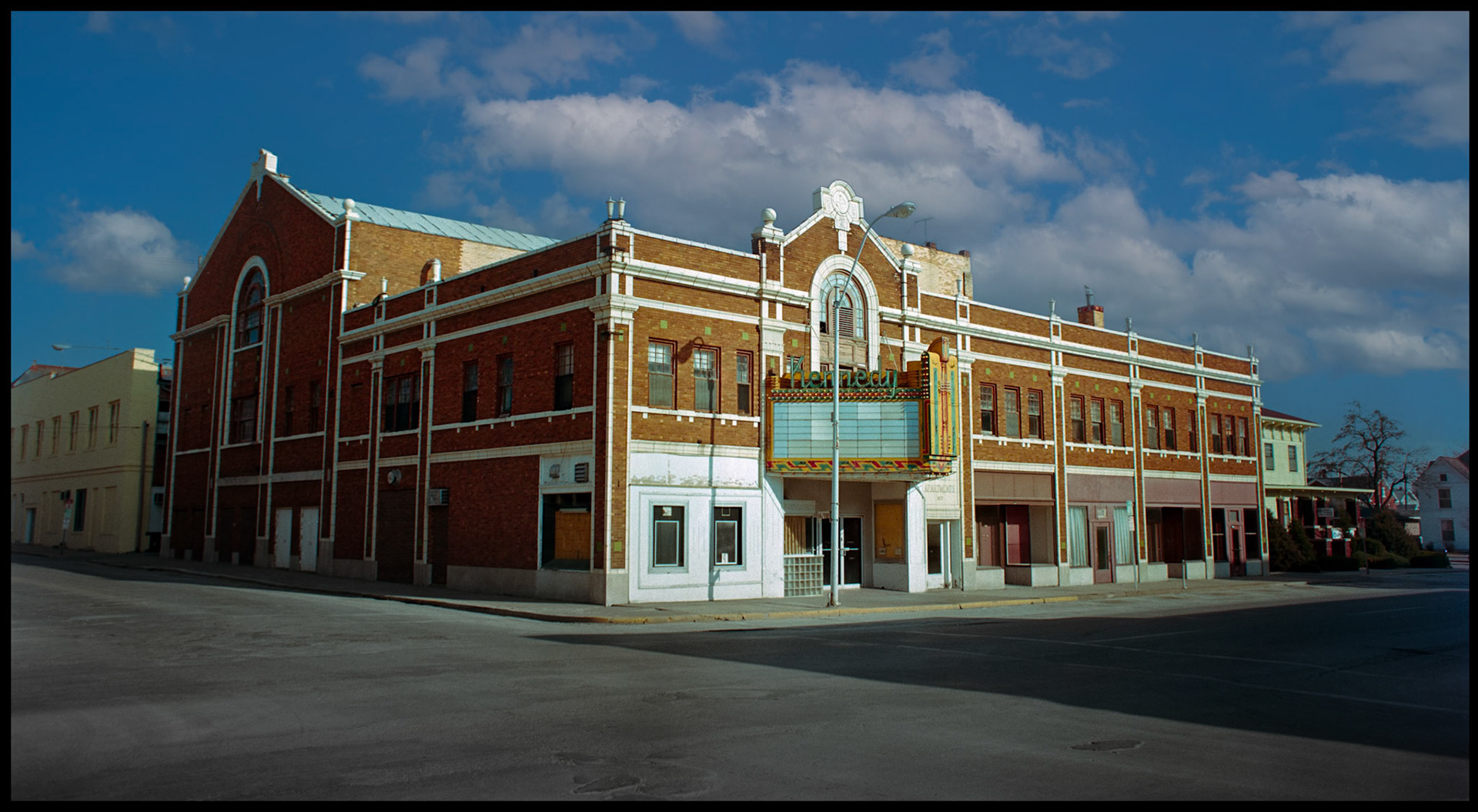 The Kennedy Theatre, 201 South Elson, Kirksville, Missouri shortly before being torn down. 1989