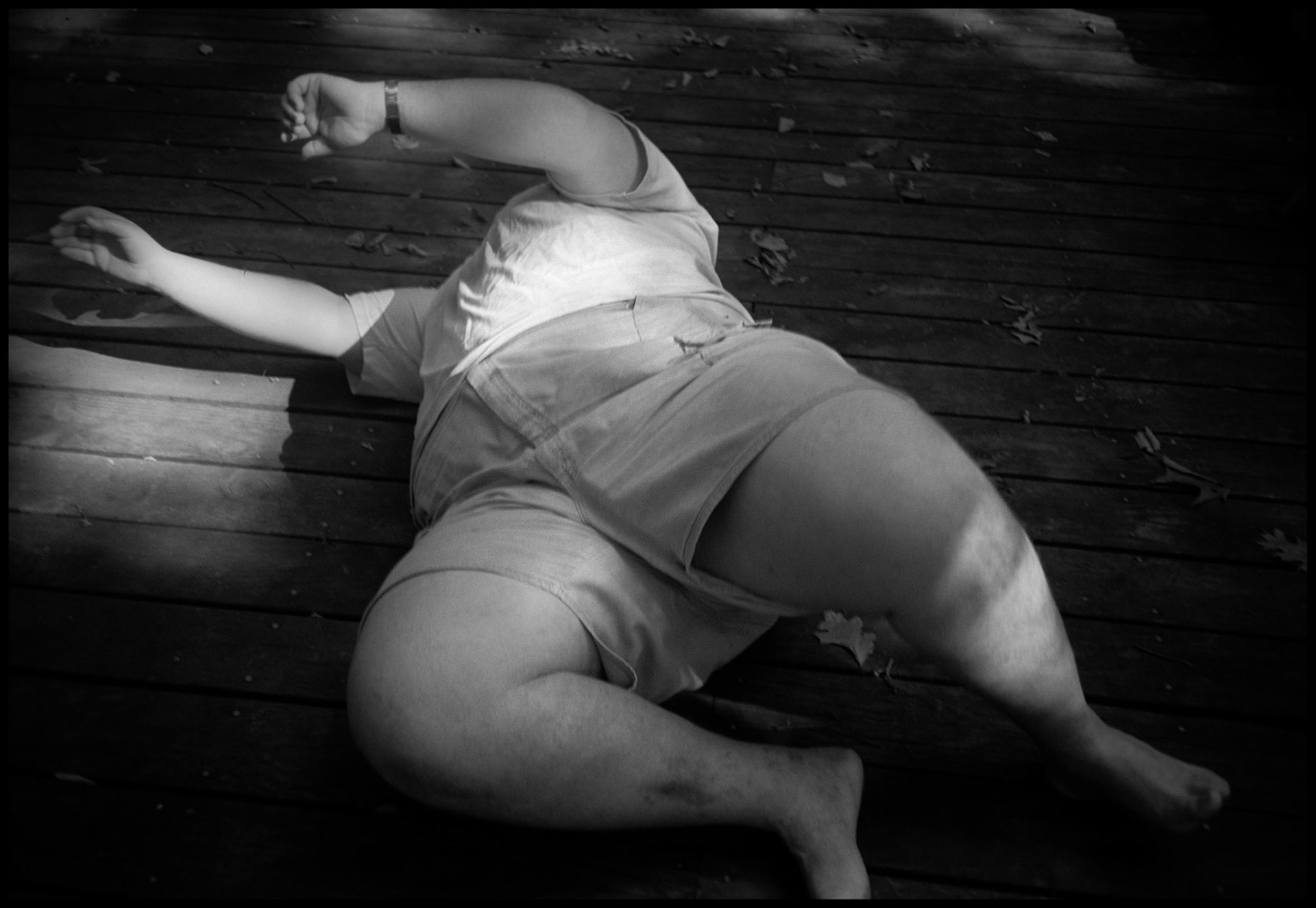 A conceptual self portrait illustrating my life long struggle with obesity. Rocheport, Missouri 1992